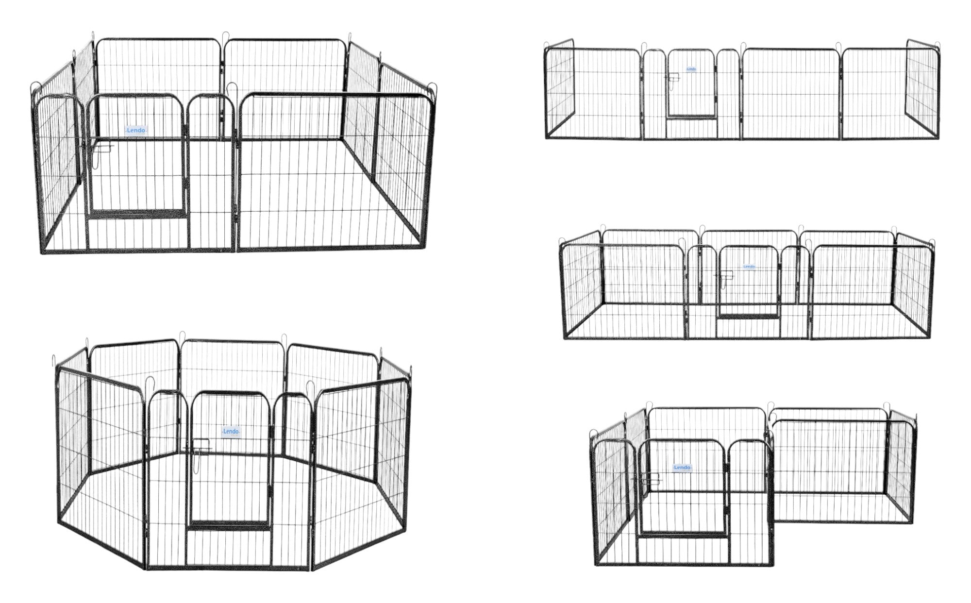 Lendo Online Hondenkennel 8 panelen 80x60cm staal antraciet