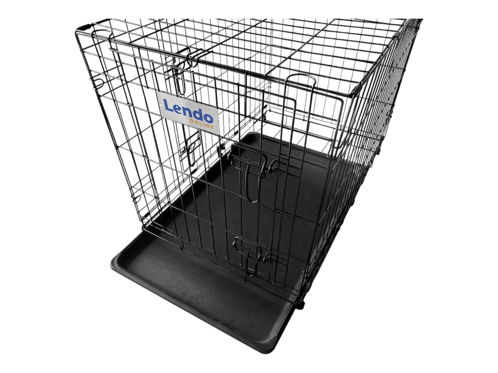 Lendo Online Hondenbench met onderbak opvouwbaar 76x47x55cm zwart staal