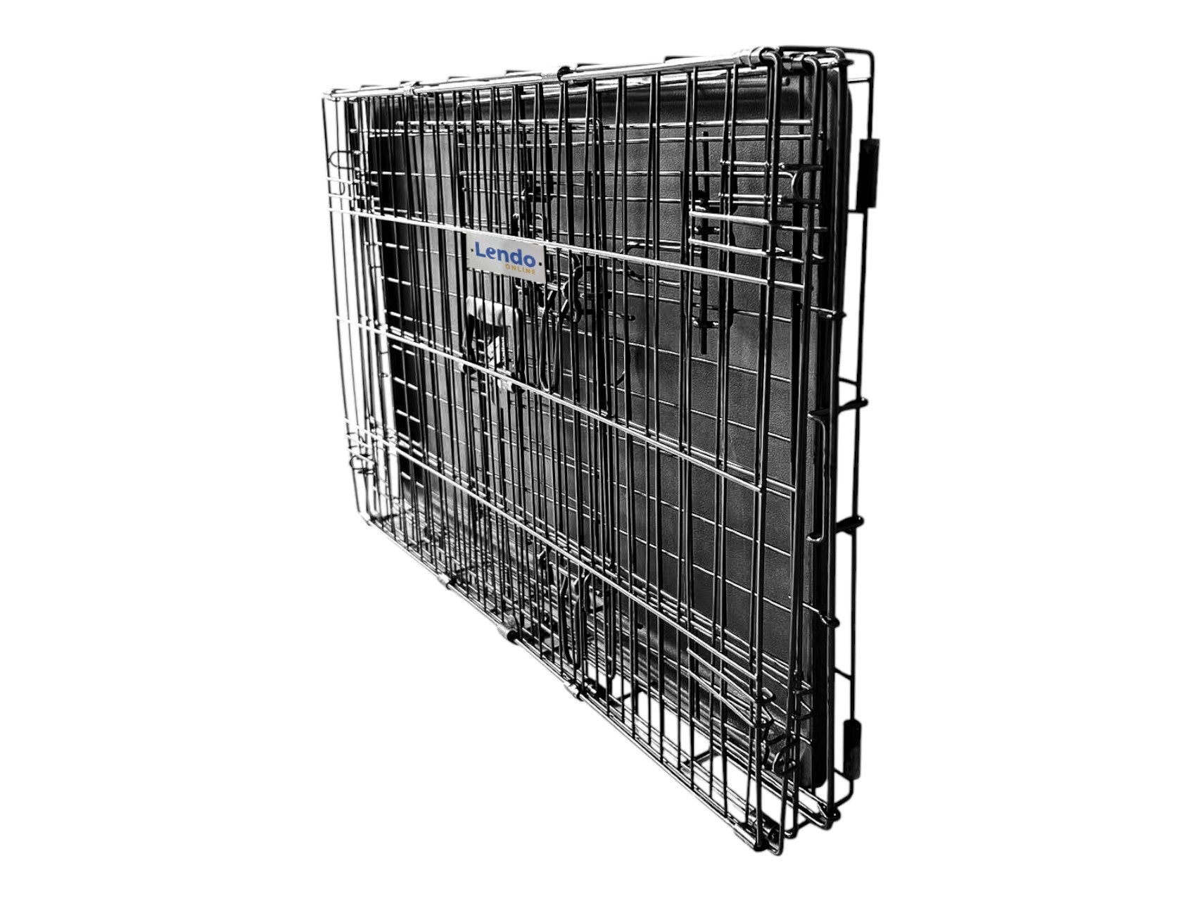 Lendo Online Hondenbench met onderbak opvouwbaar 76x47x55cm zwart staal