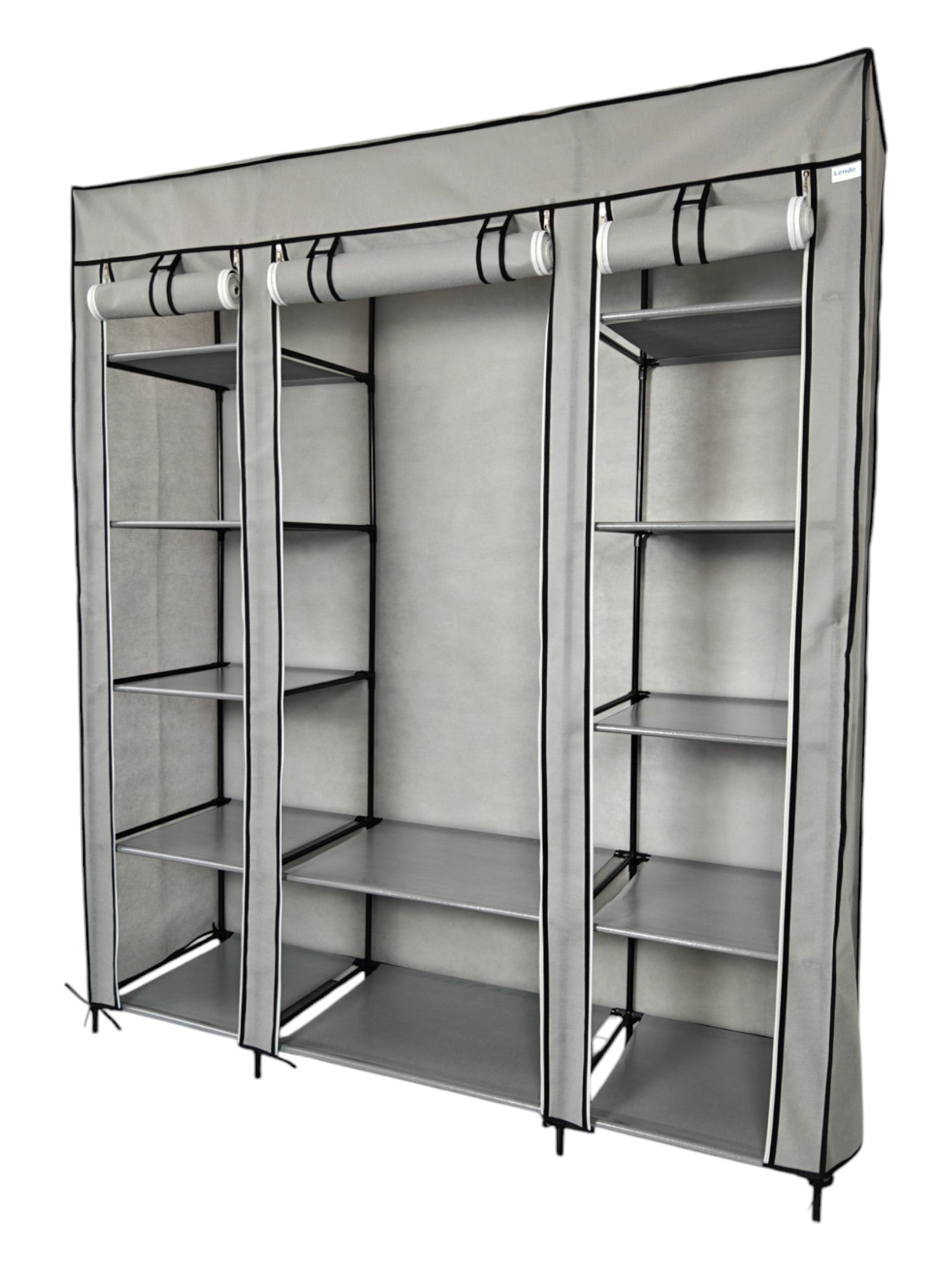 Lendo Online Kledingkast opvouwbaar 145x44x170cm gepoedercoat staal grijs