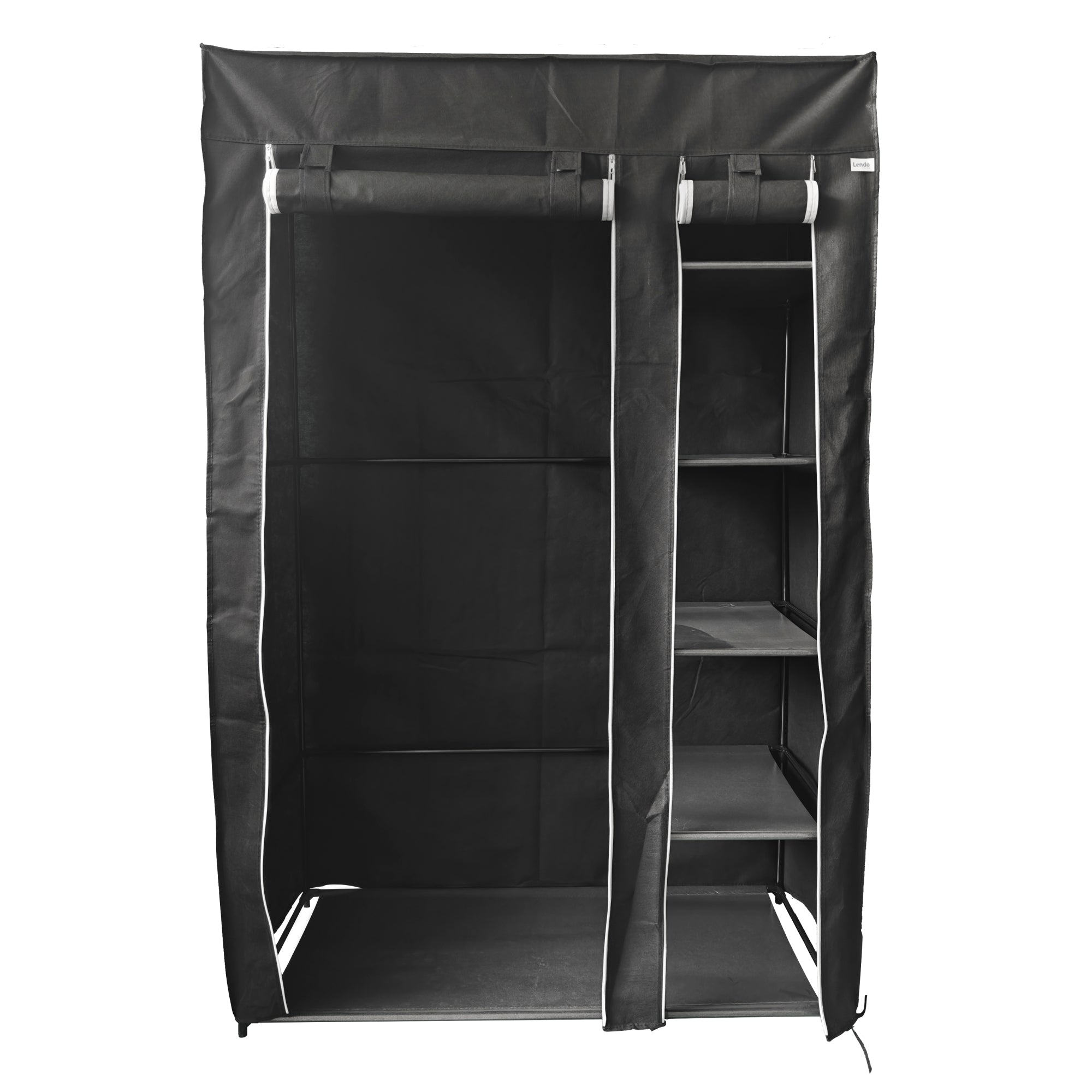 Lendo Online Kledingkast opvouwbaar 108x44x166cm gepoedercoat staal zwart