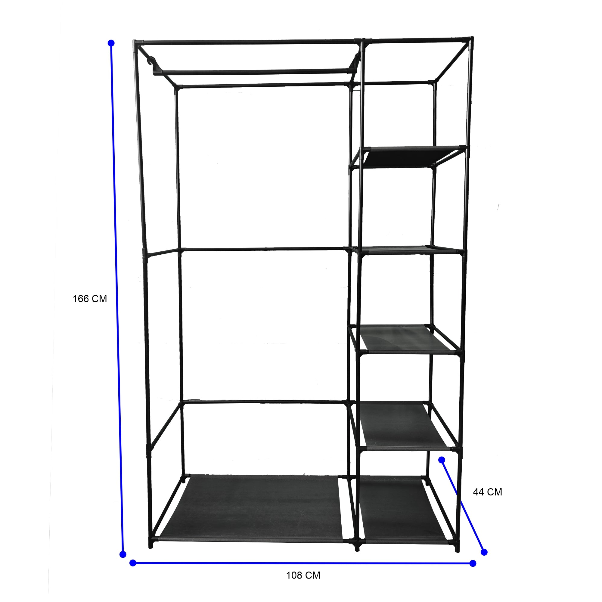 Lendo Online Kledingkast opvouwbaar 108x44x166cm gepoedercoat staal zwart