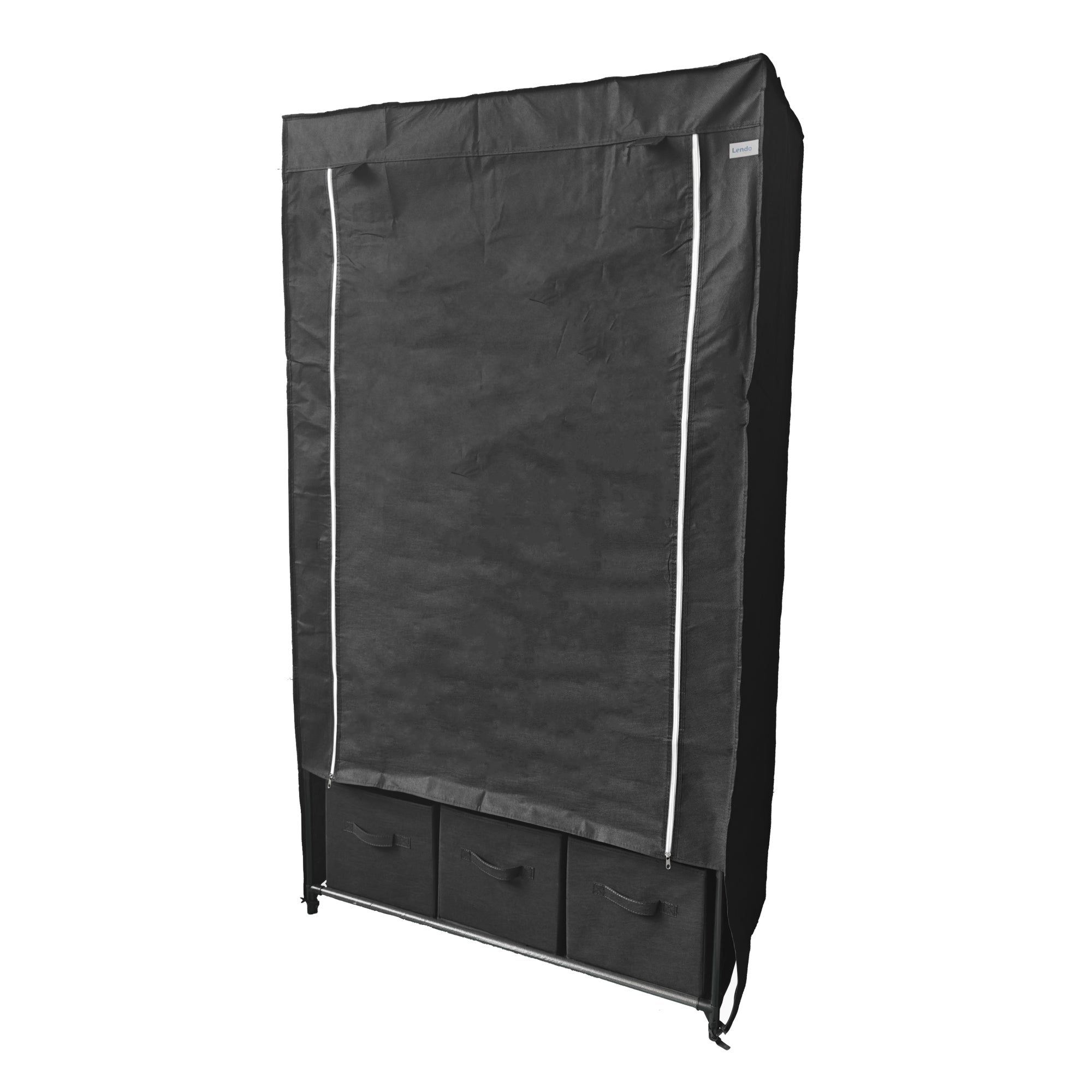 Lendo Online Kledingkast opvouwbaar 90x47x163cm gepoedercoat staal zwart