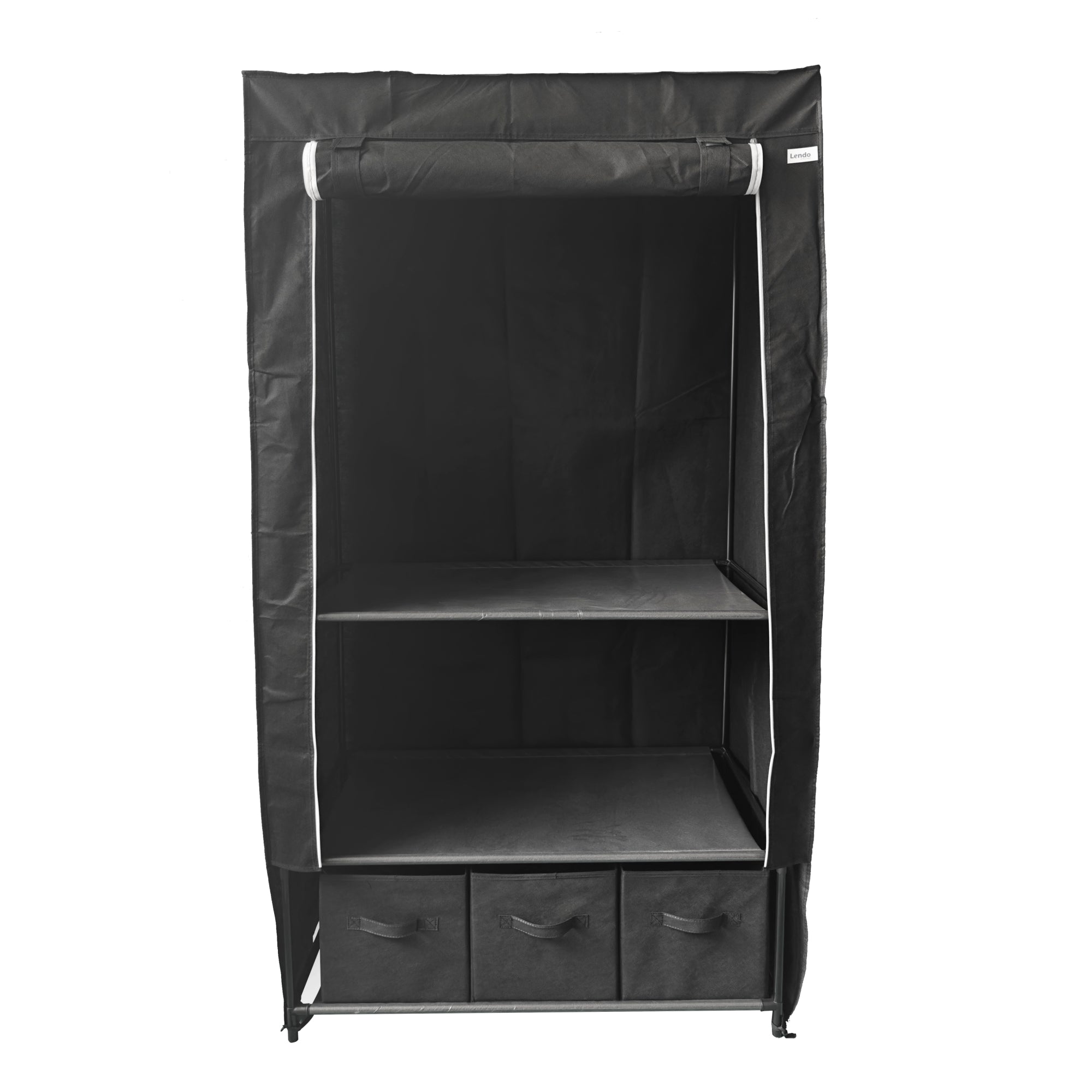 Lendo Online Kledingkast opvouwbaar 90x47x163cm gepoedercoat staal zwart