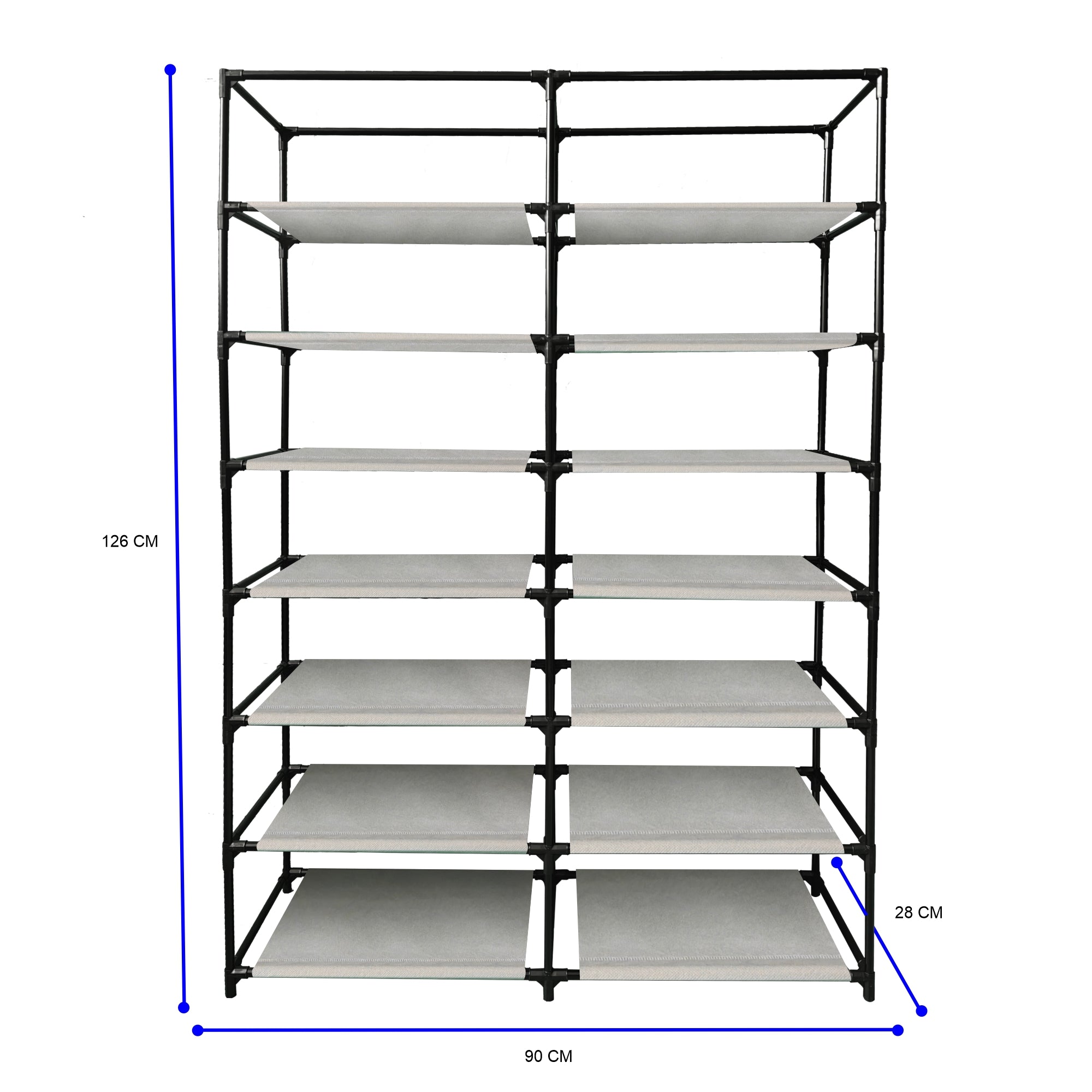 Lendo Online Schoenenkast opvouwbaar 14 vak 90x28x126cm grijs