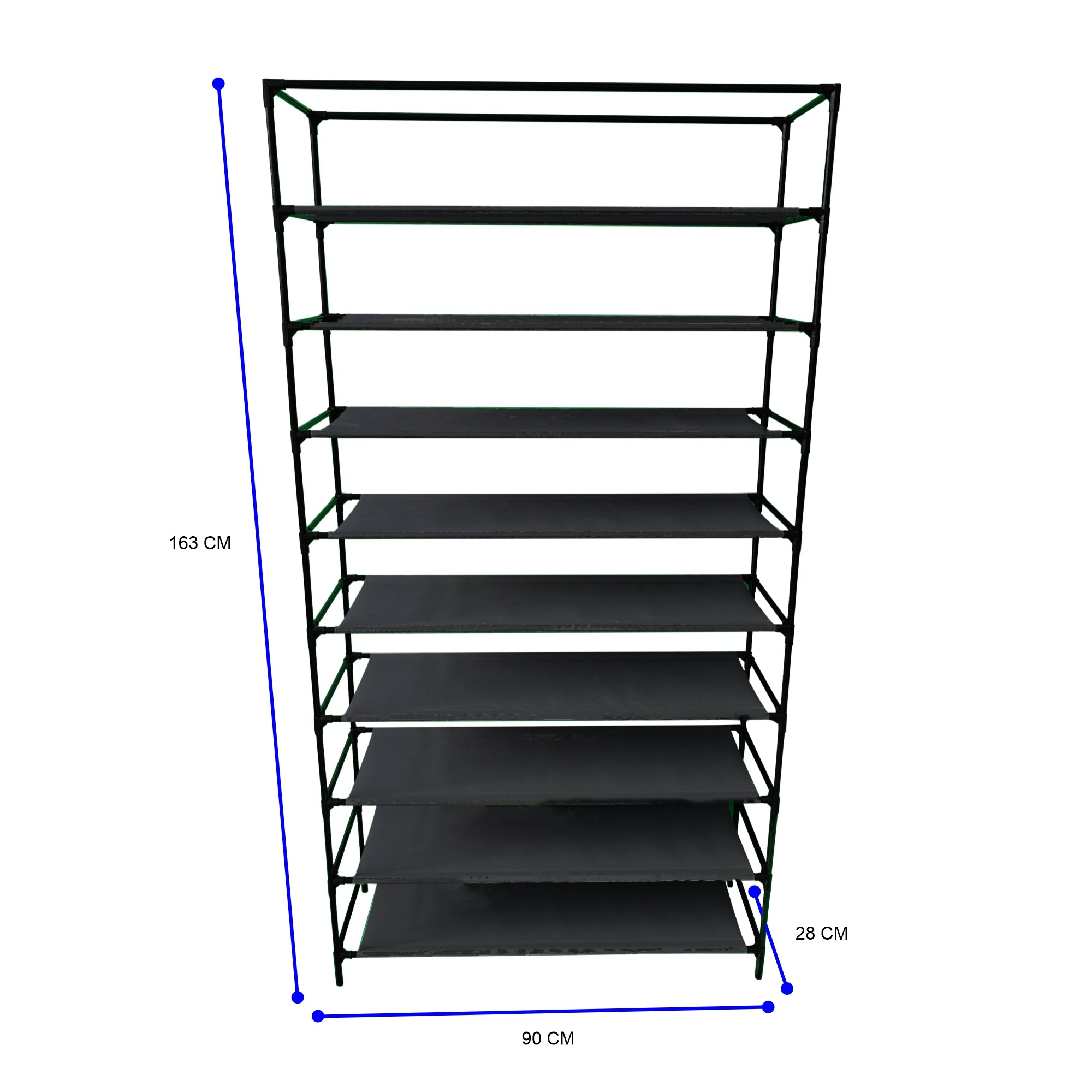 Lendo Online Schoenenkast opvouwbaar 9 vak 90x28x163cm zwart