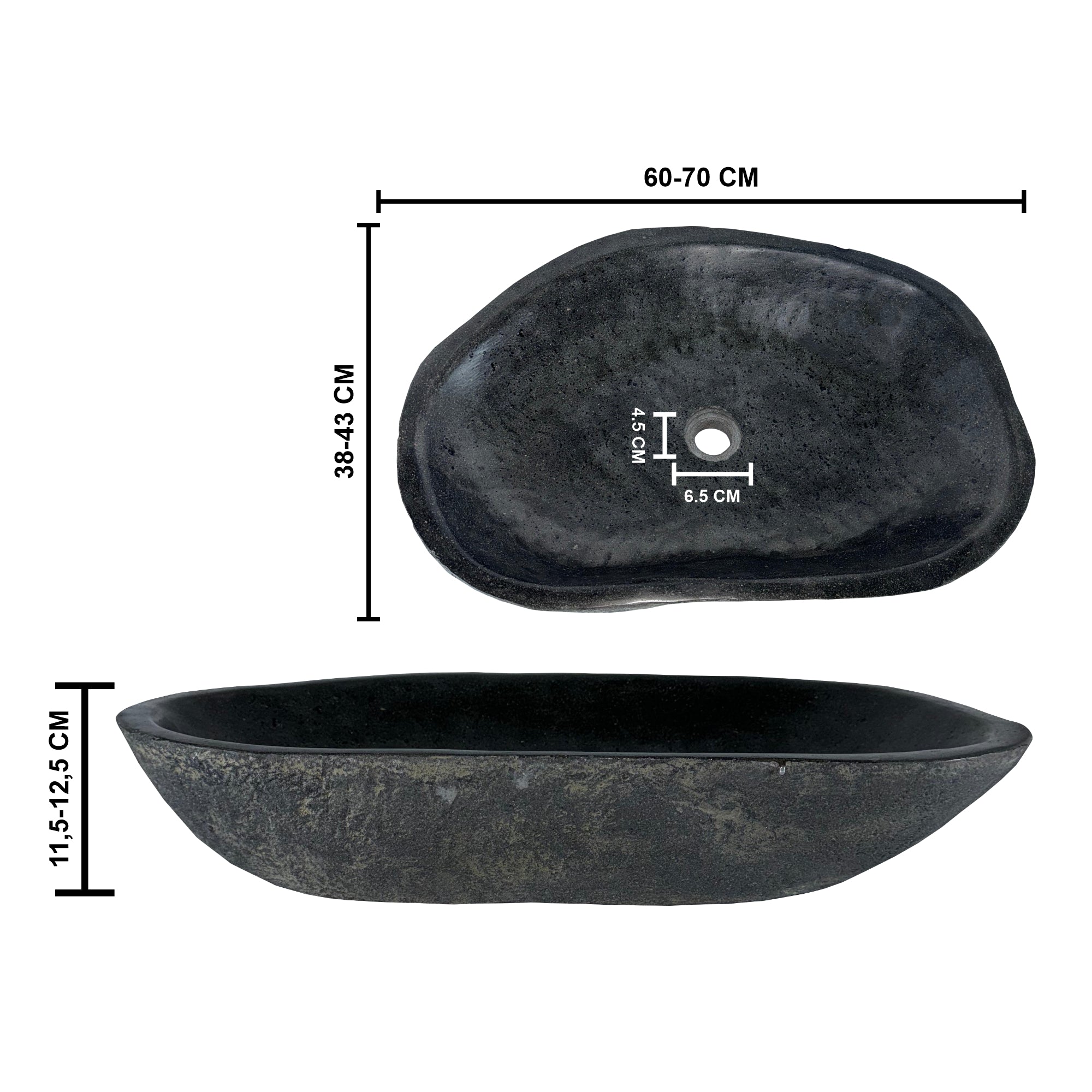 Lendo Online Wastafel ovaal (60-70)x(38-43) cm riviersteen grijs