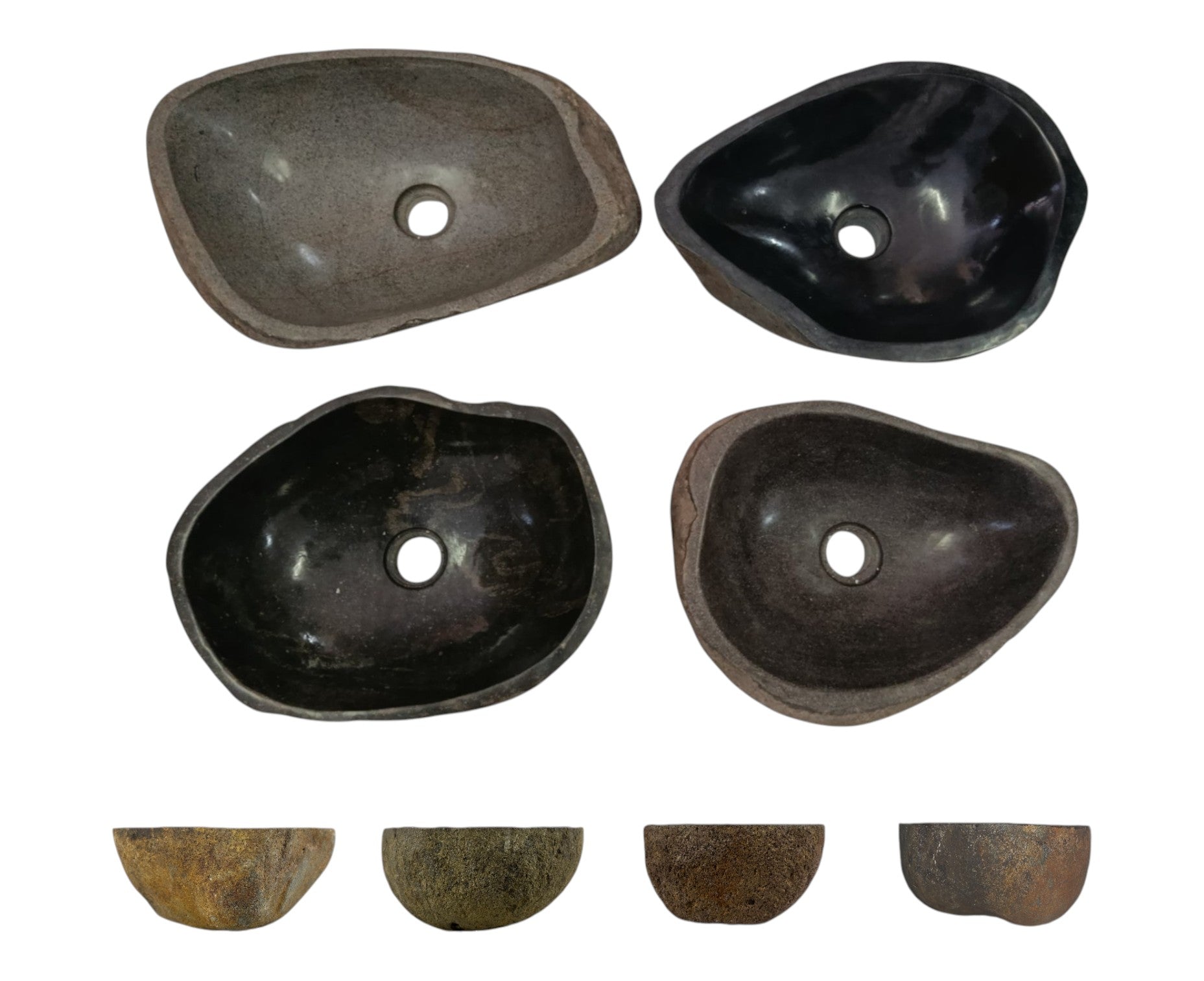 Lendo Online Wastafel ovaal (60-70)x(38-43) cm riviersteen koperkleurig