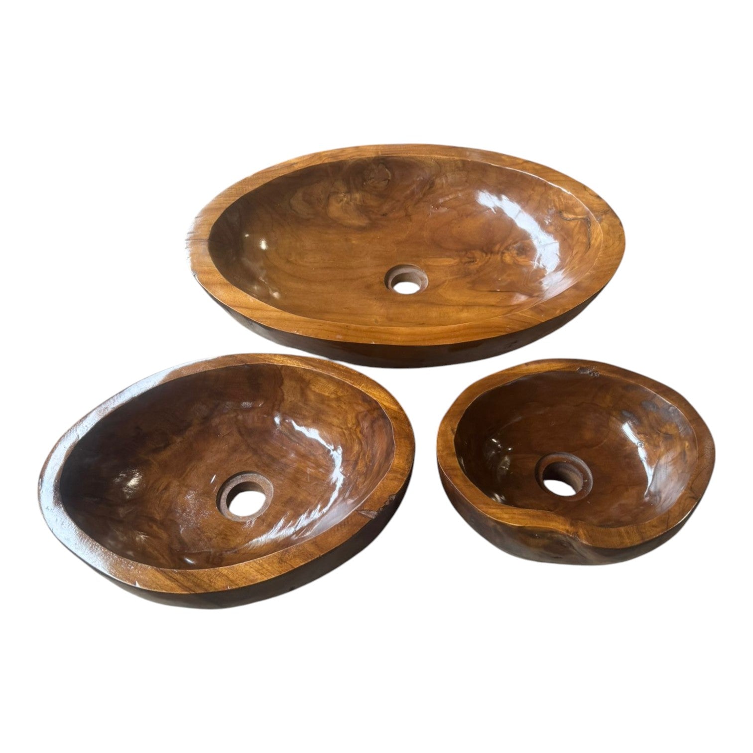 Lendo Online Wastafel ovaal 30x25x12cm teakhout bruin