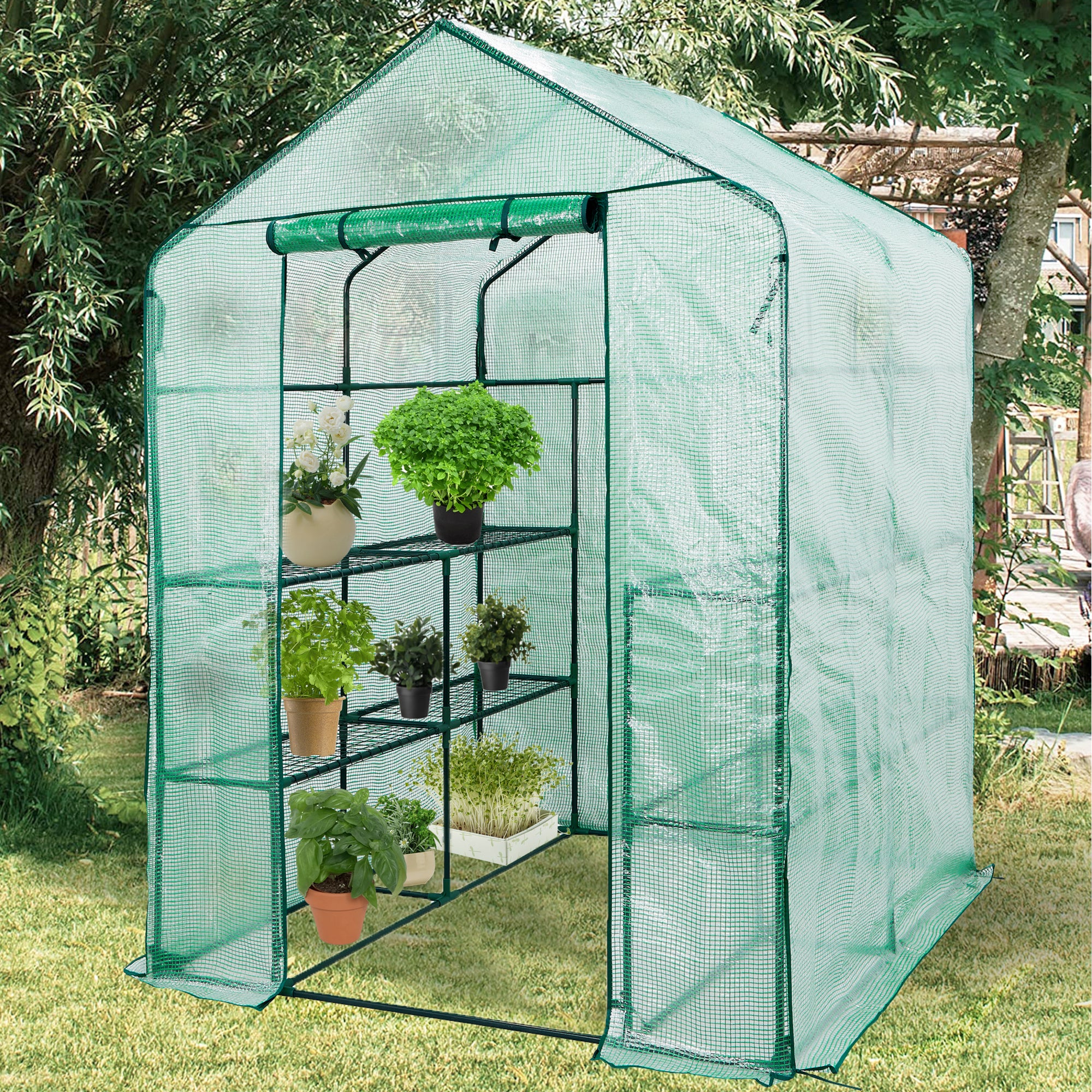 Lendo Online Tuinkas 3 etages PE folie 143x143x195cm gepoedercoat staal
