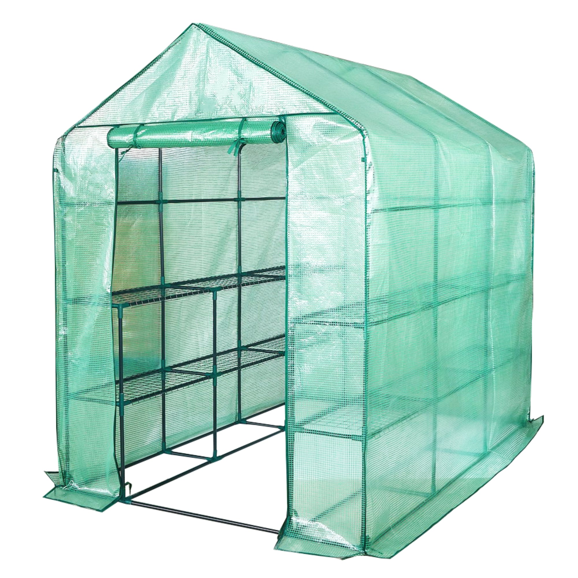 Lendo Online Tuinkas 3 etages PE folie 143x213x195cm gepoedercoat staal groen