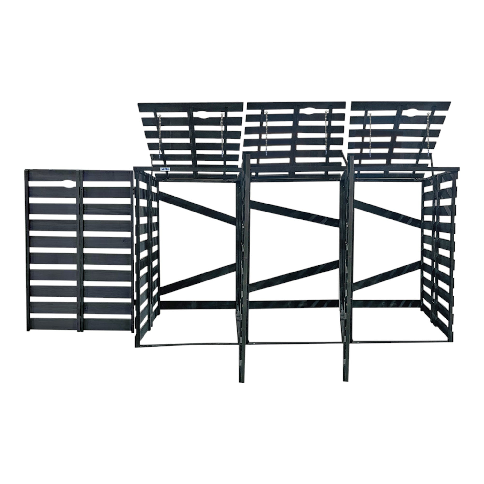 Lendo Online Container ombouw drievoudig 215x80x118cm vurenhout grijs