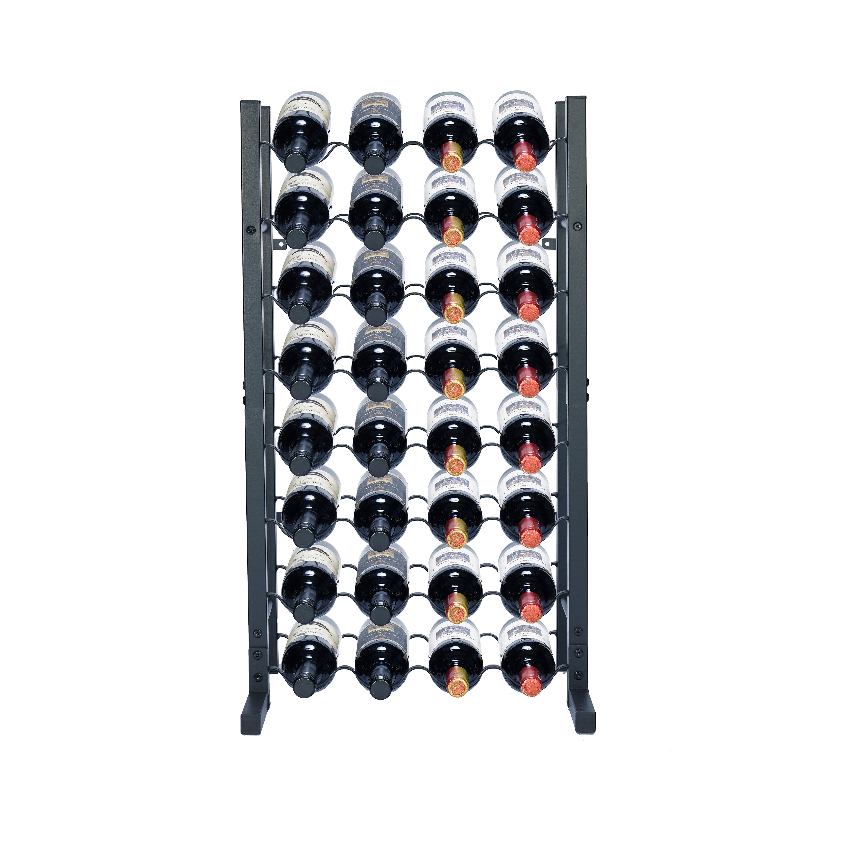 Lendo Online Wijnrek met kurkentrekker 32 flessen 45x20x80cm zwart