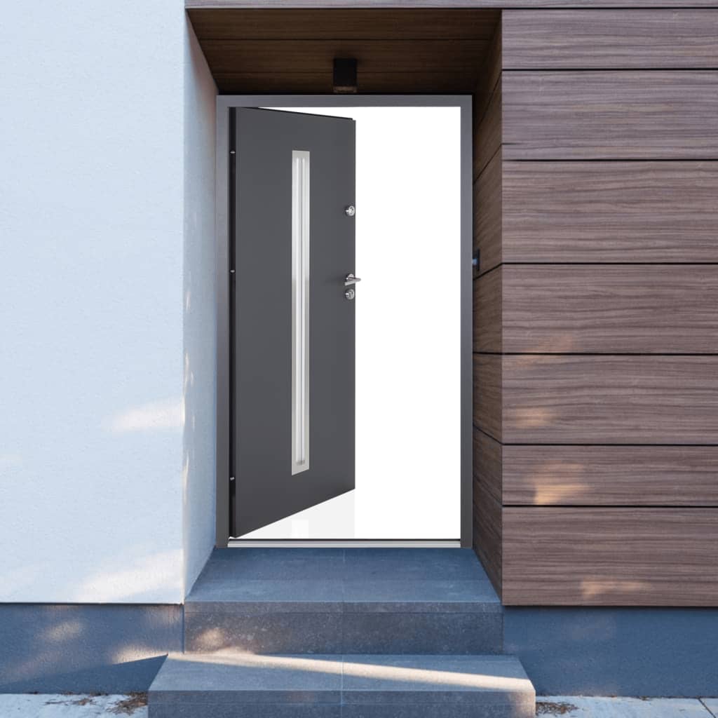 Voordeur 90x200 cm aluminium antracietkleurig