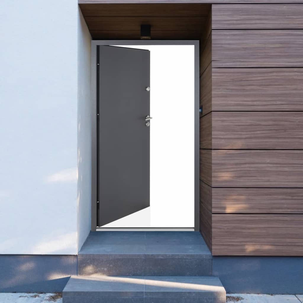Voordeur 90x200 cm aluminium antracietkleurig