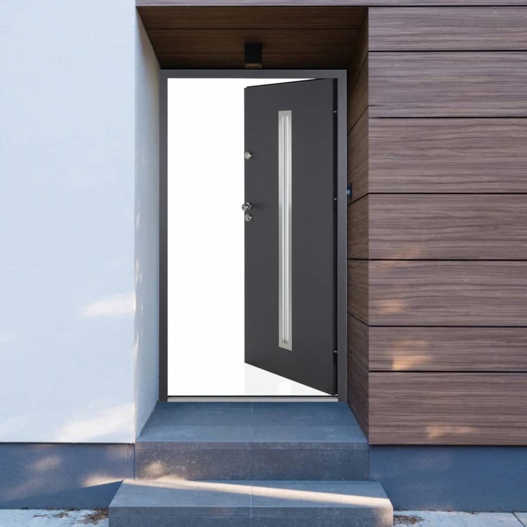 Voordeur 100x200 cm aluminium antracietkleurig