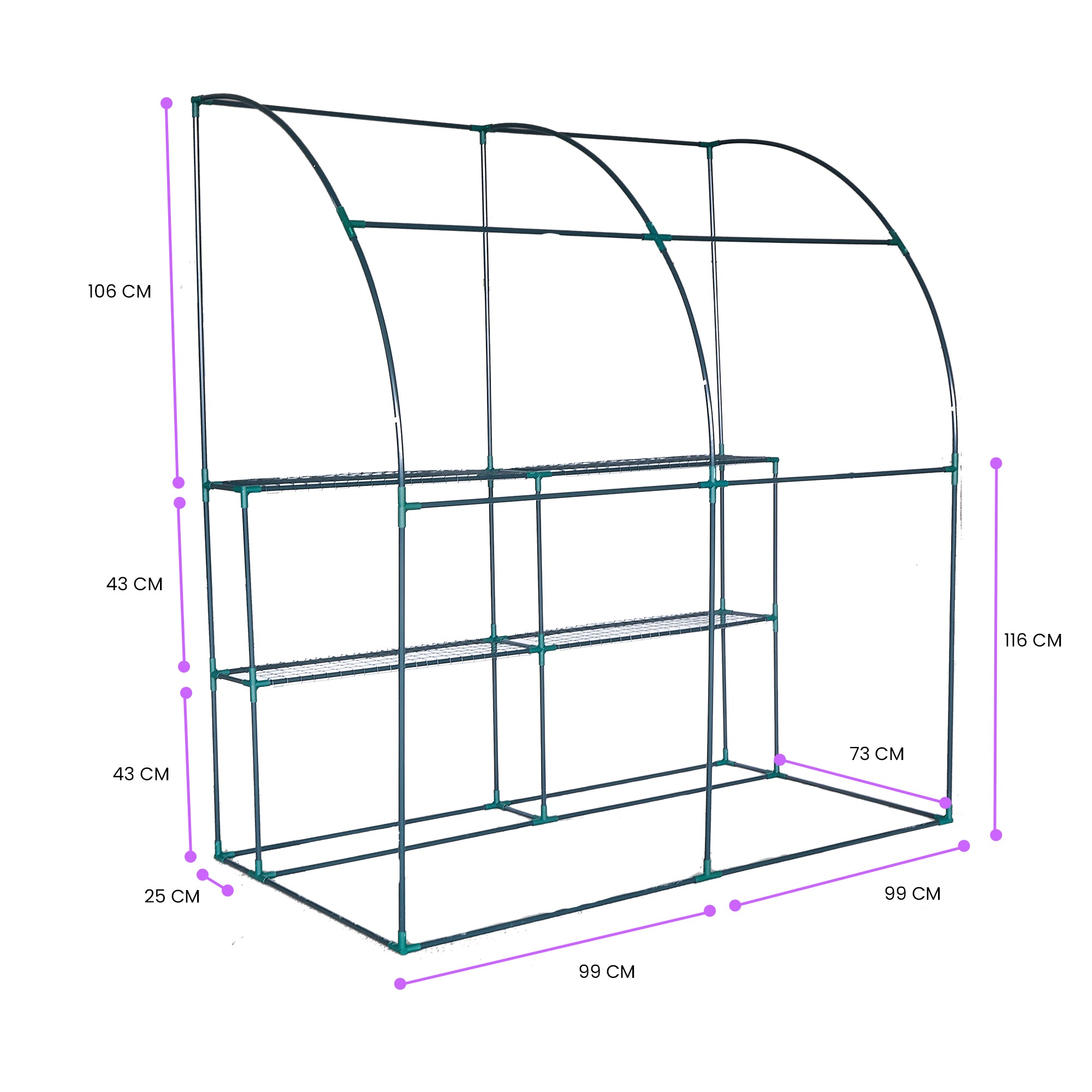 Lendo Online Muurkas 3 etages en PE hoes 200x100x214cm groen