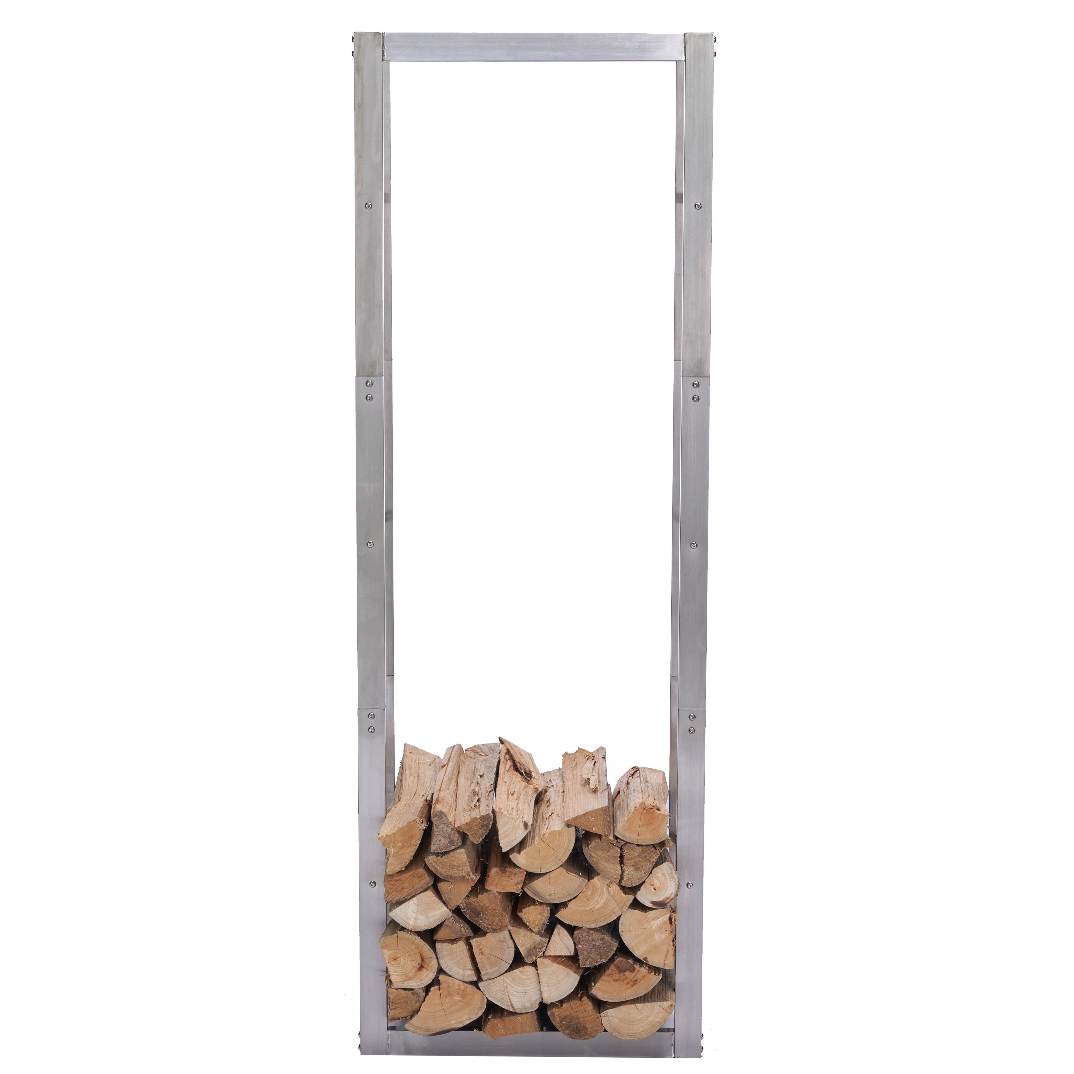 Lendo Online Support à bois de chauffage 50x25x148cm sac de transport argent acier inoxydable