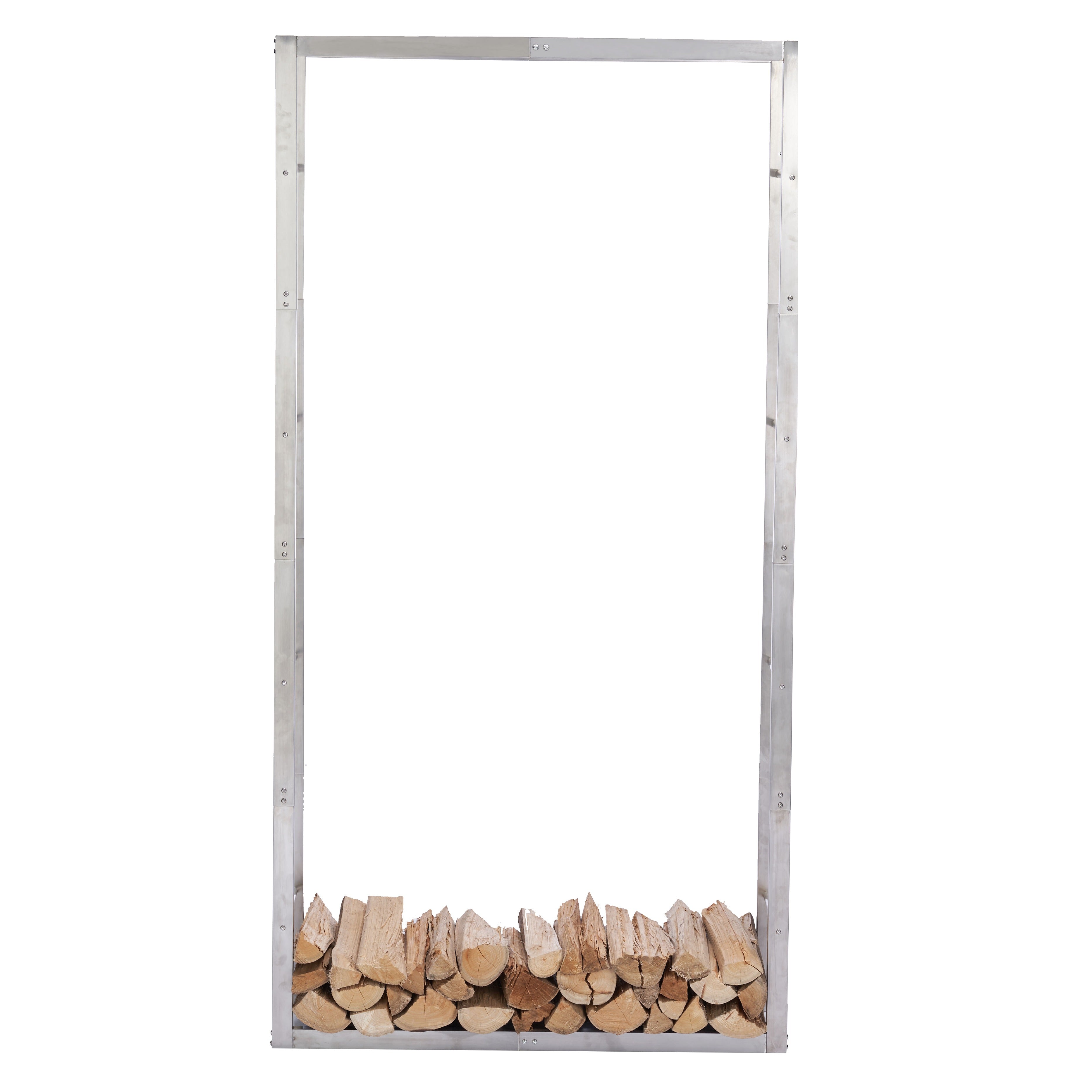 Lendo Online Support à bois de chauffage 100x25x196cm sac de transport argent acier inoxydable