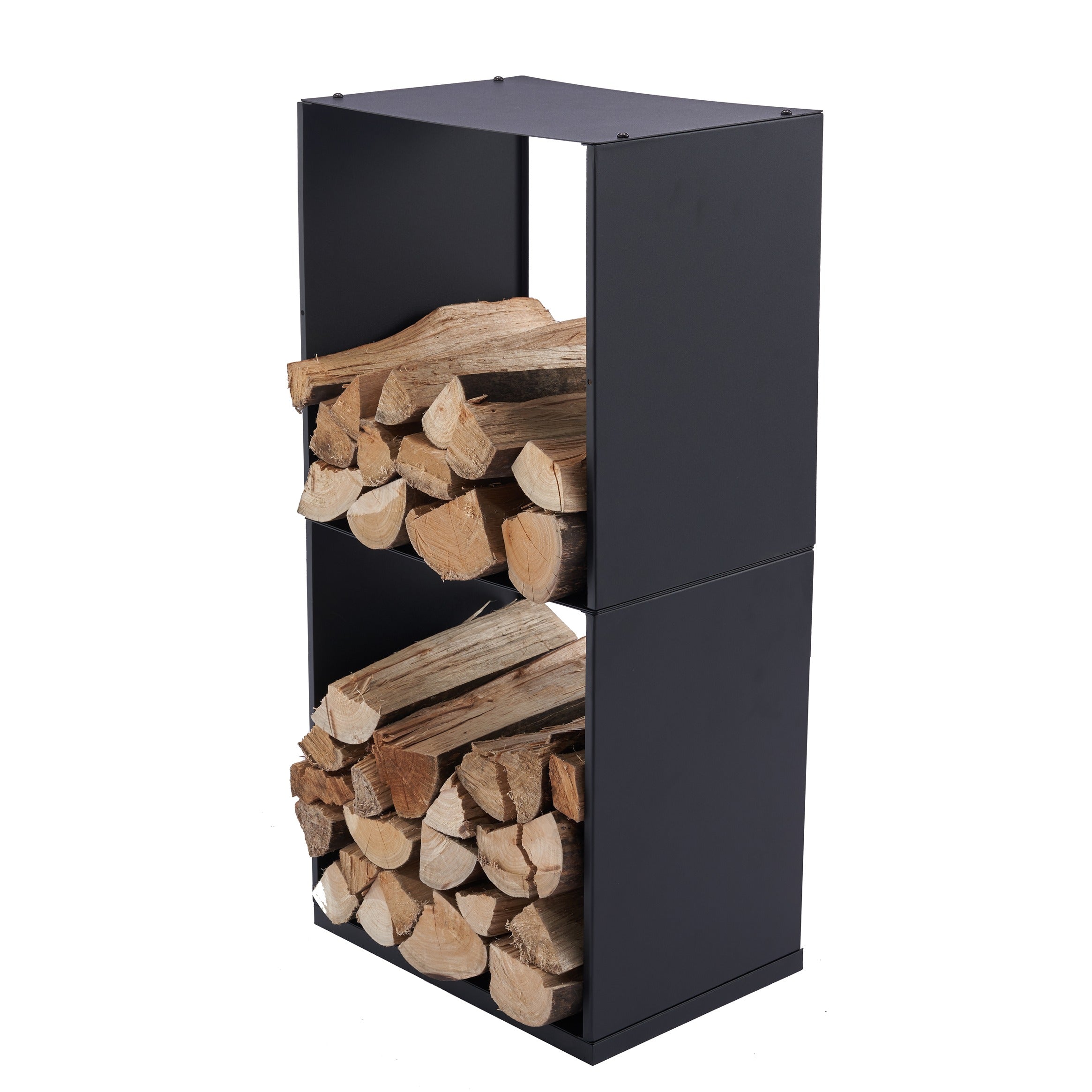 Lendo Online Support à bois de chauffage 40x28x80cm sac de transport acier noir