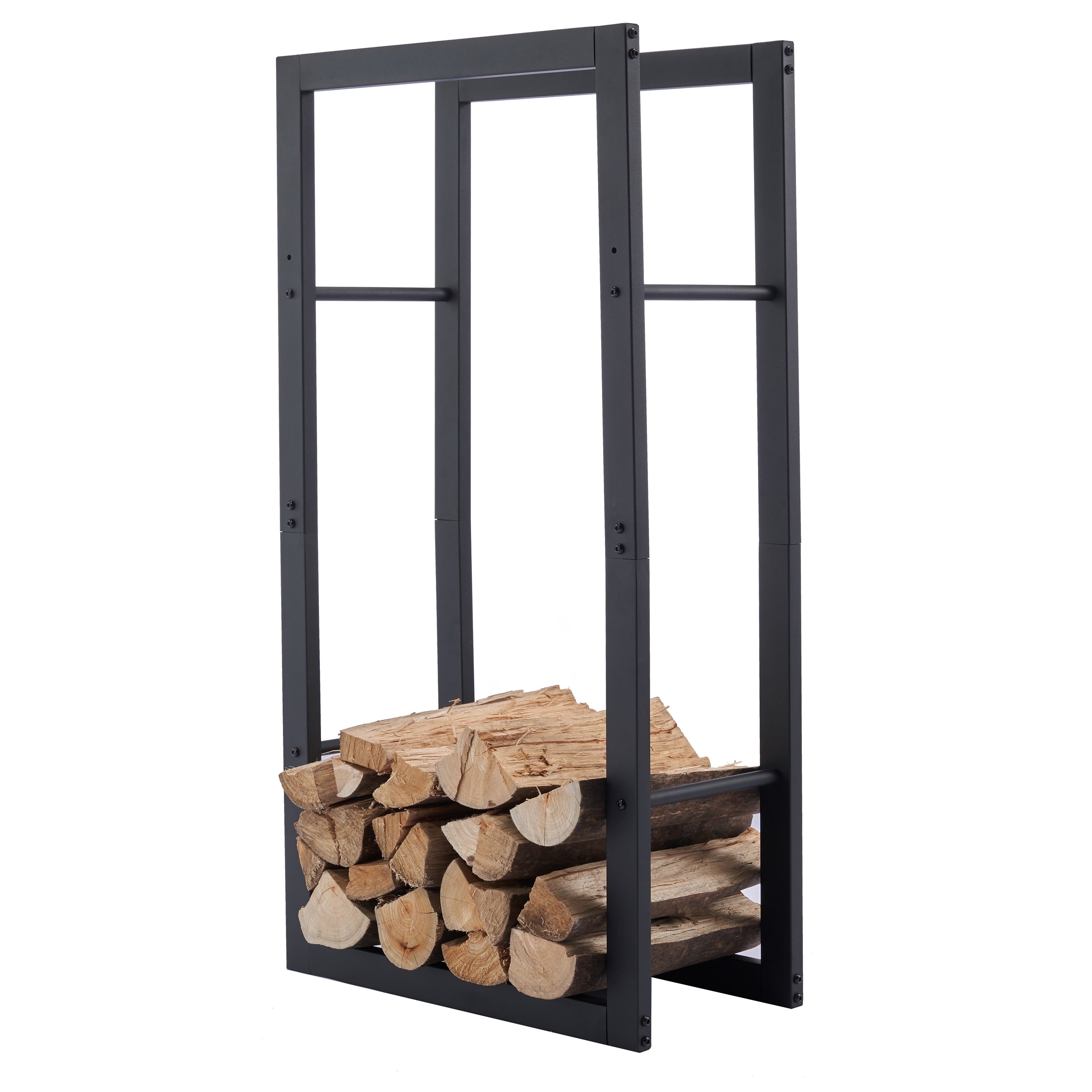 Lendo Online Support à bois de chauffage 50x25x100cm sac de transport acier noir