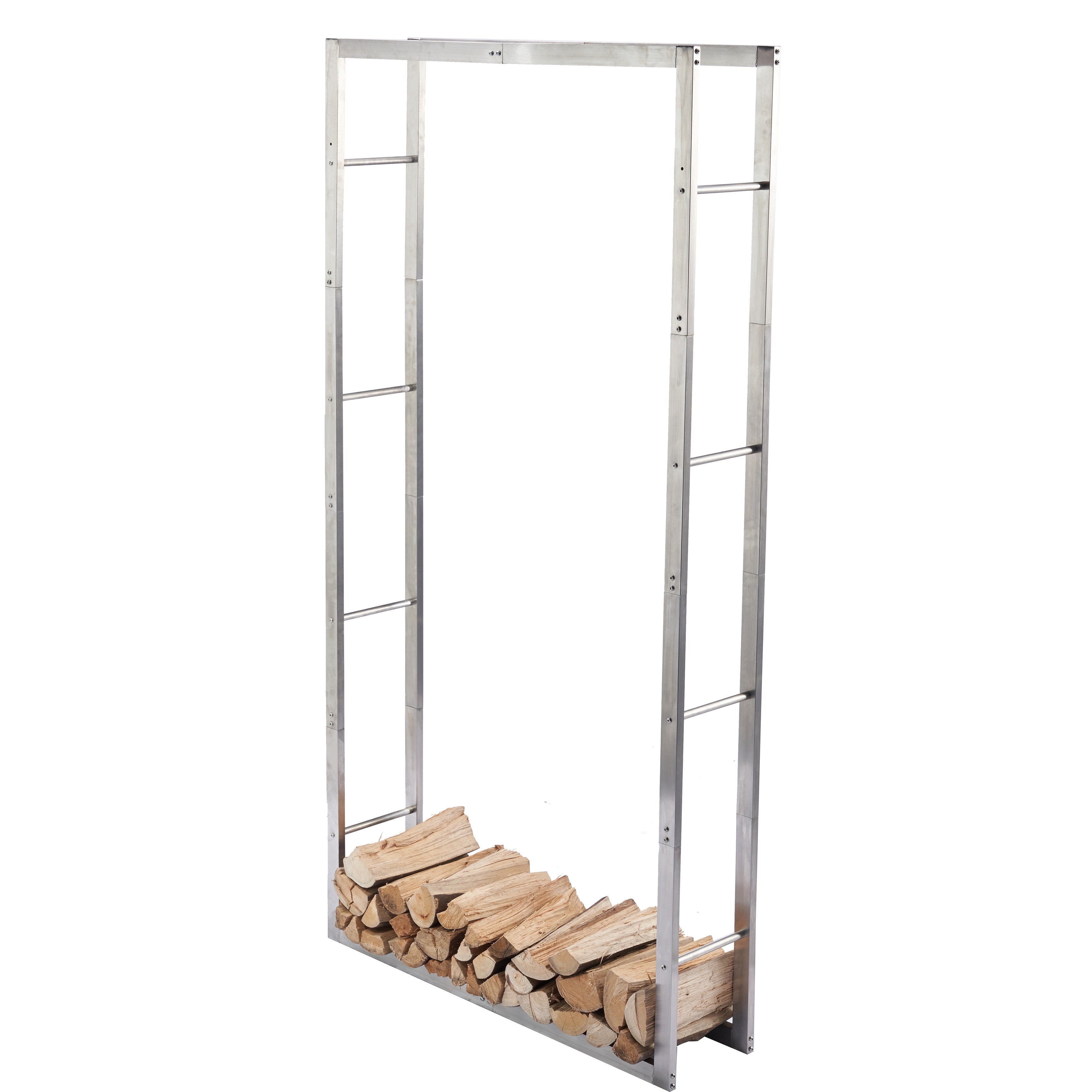 Lendo Online Support à bois de chauffage 100x25x196cm sac de transport argent acier inoxydable