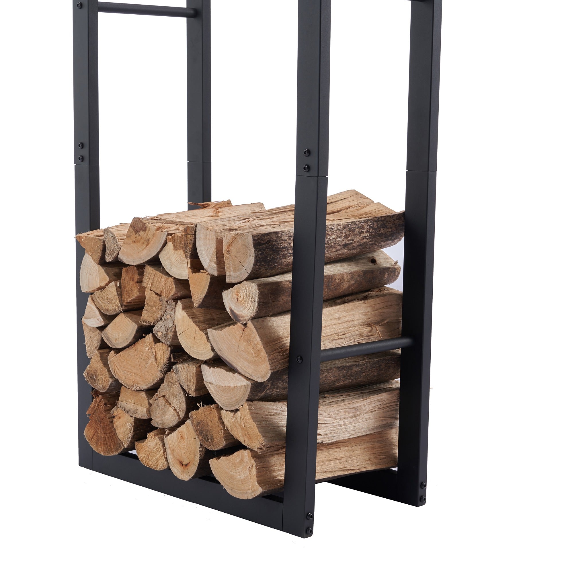 Lendo Online Support à bois de chauffage 50x25x196cm sac de transport acier noir