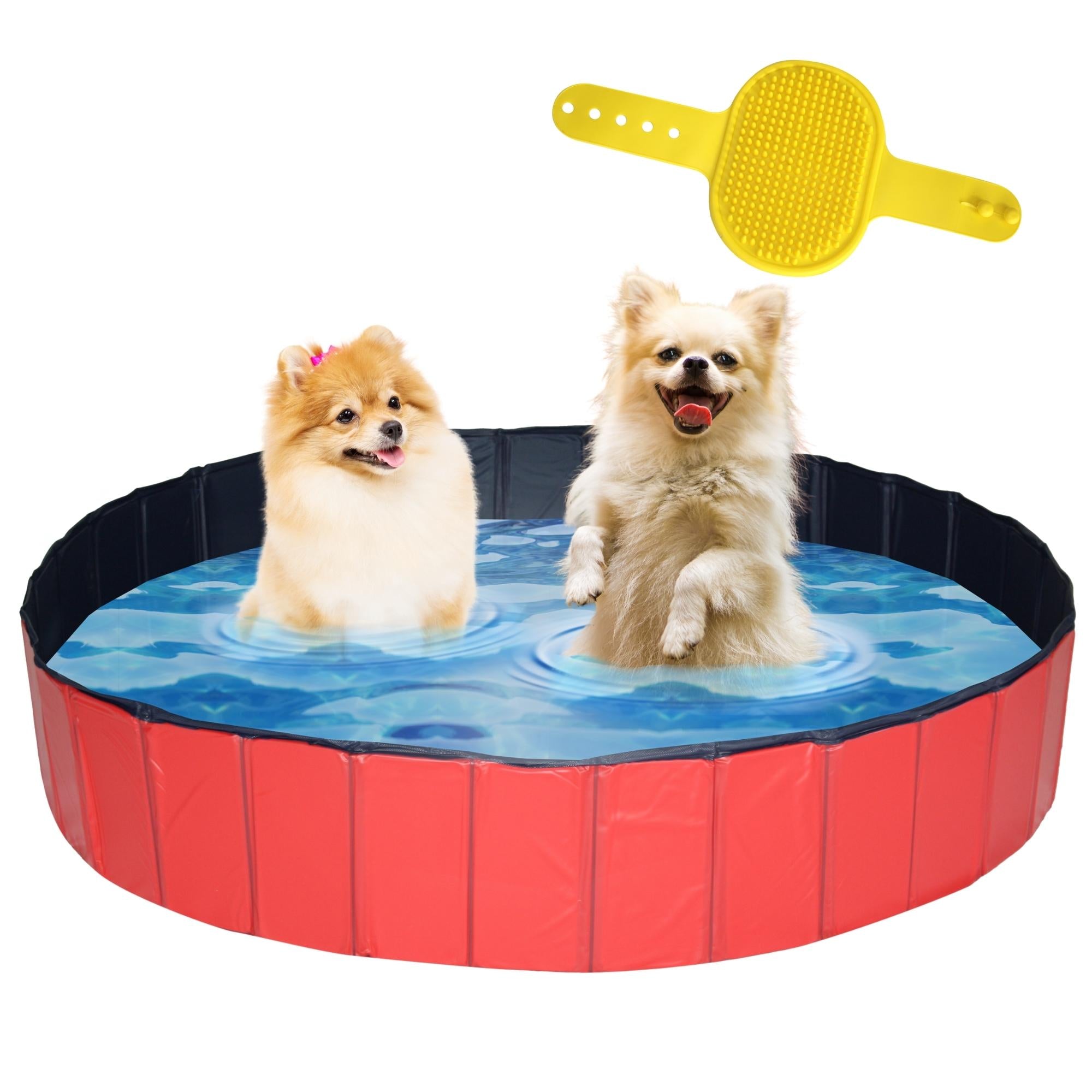 Lendo Online Hondenzwembad met borstel Ø160x30cm PVC rood