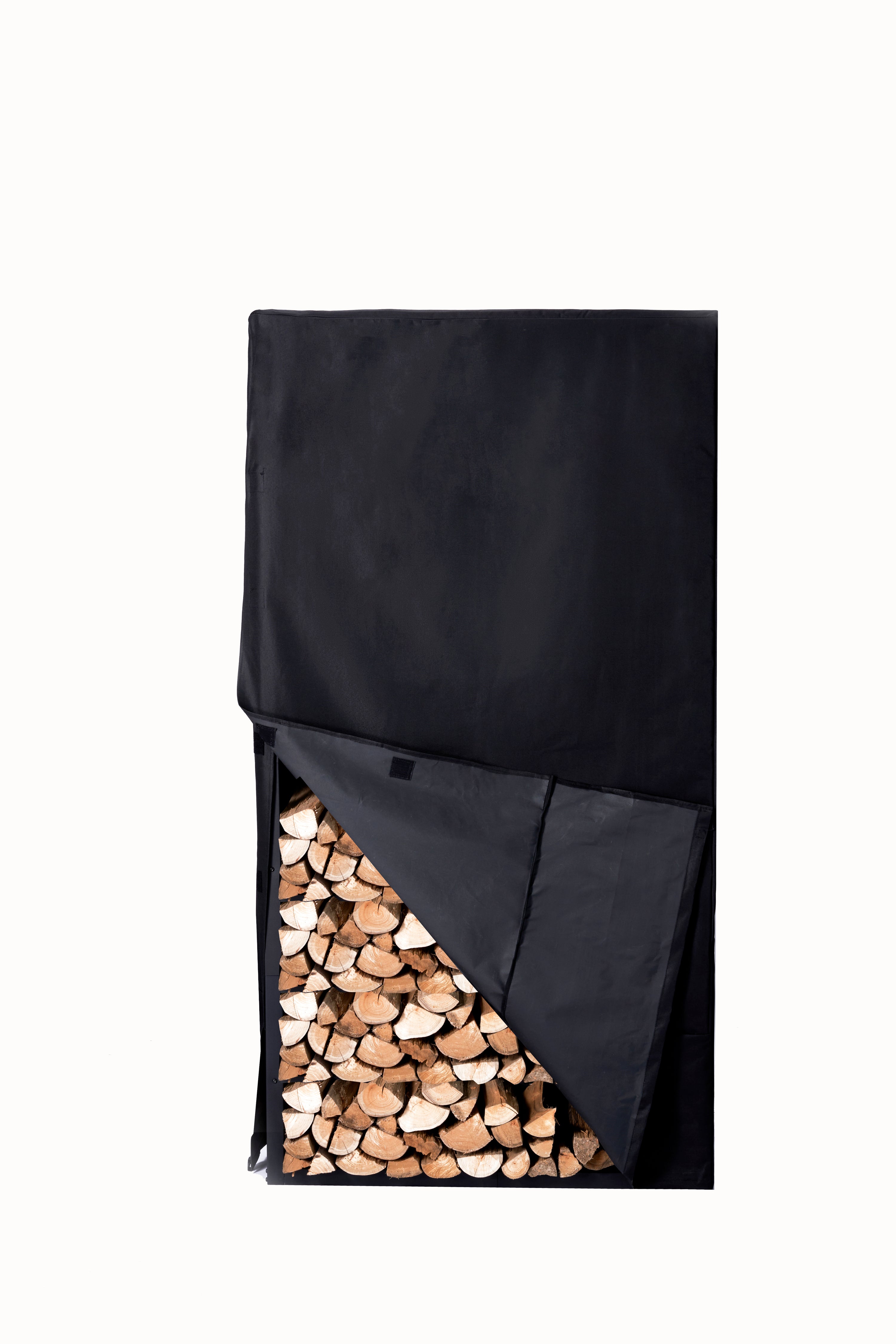 Lendo Online Support à bois de chauffage et housse de protection 100x25x196cm noir