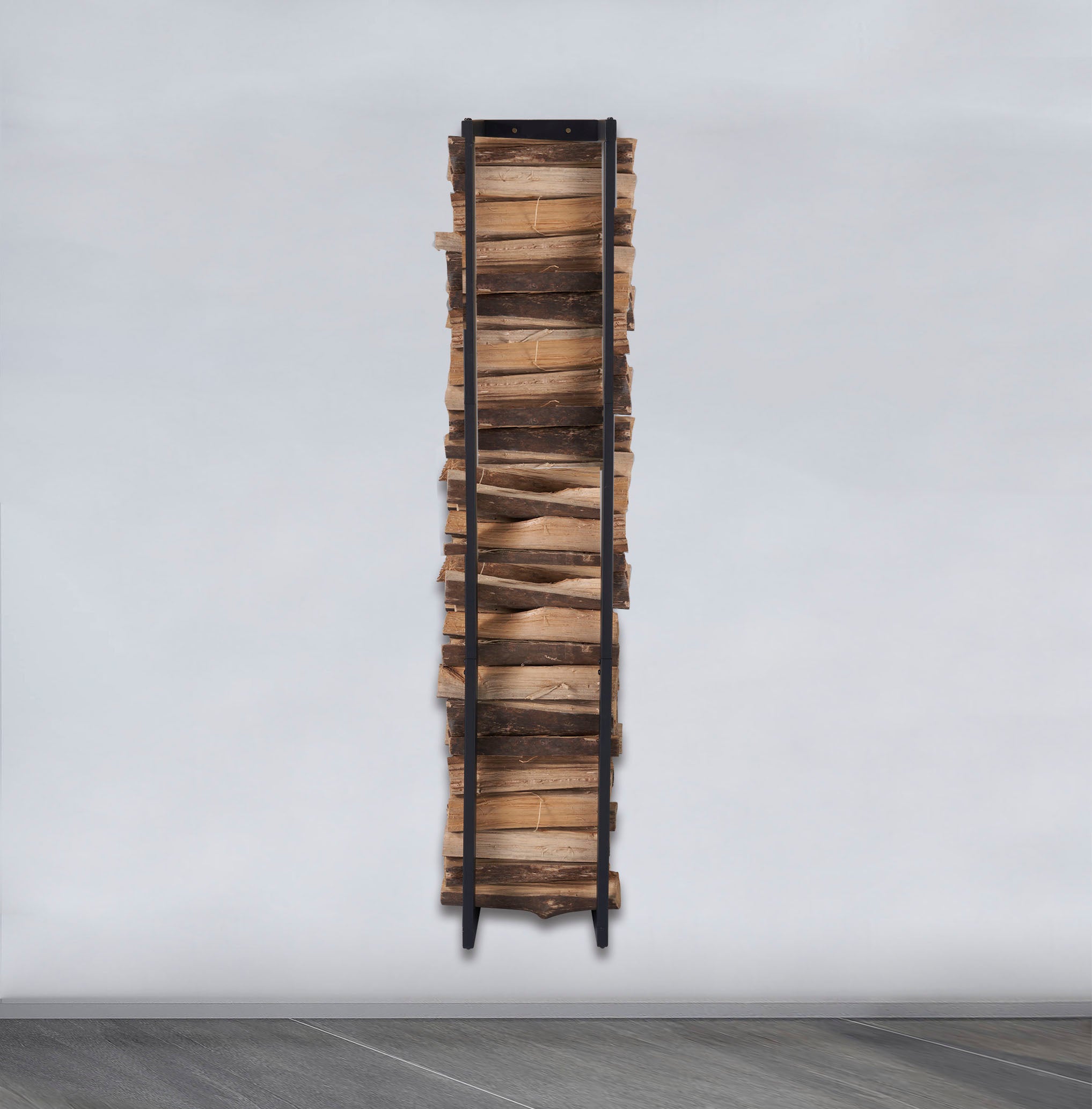 Lendo Online Support à bois de chauffage modèle mural 25x25x148cm acier noir