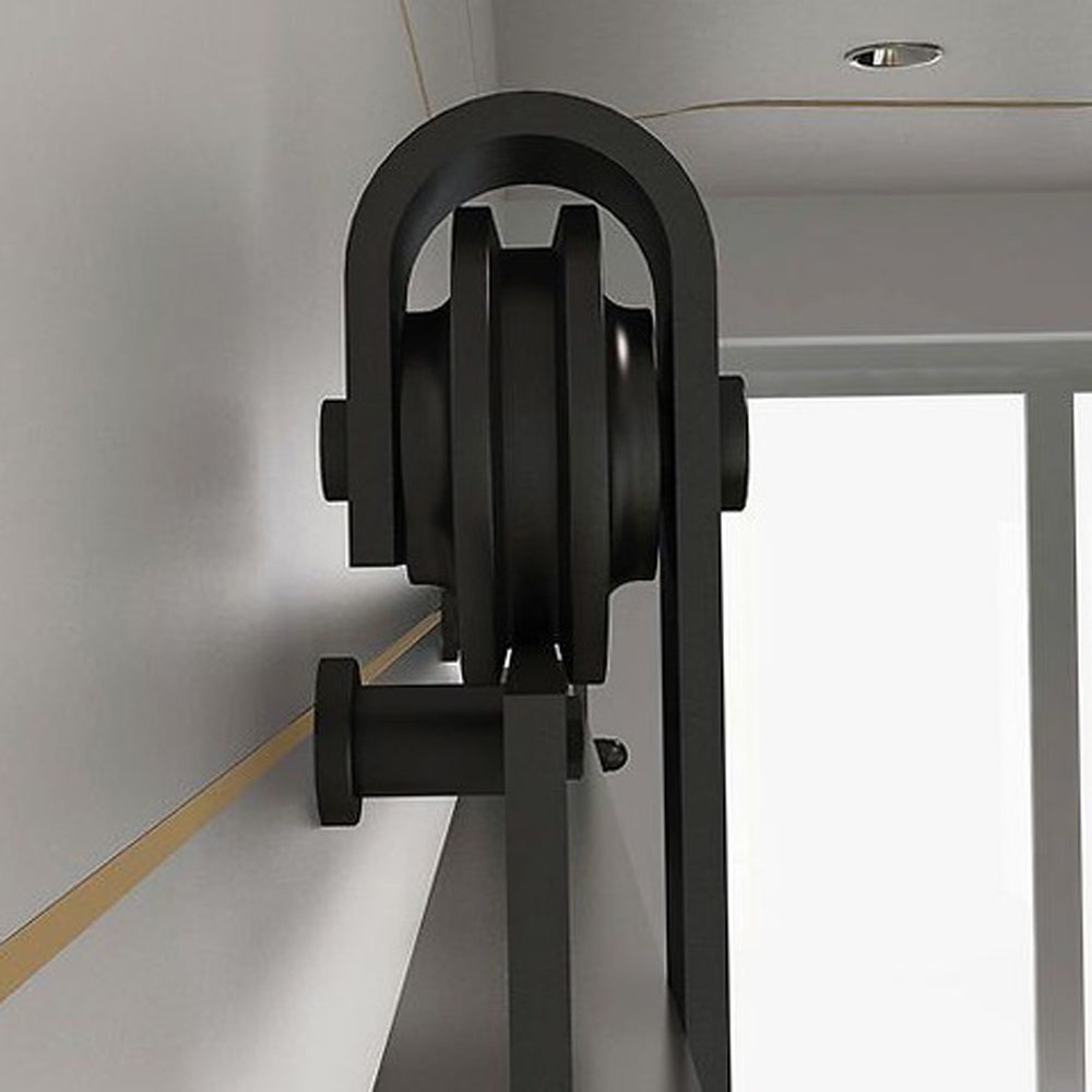 Lendo Online Système de porte coulissante 200 cm droit en acier noir