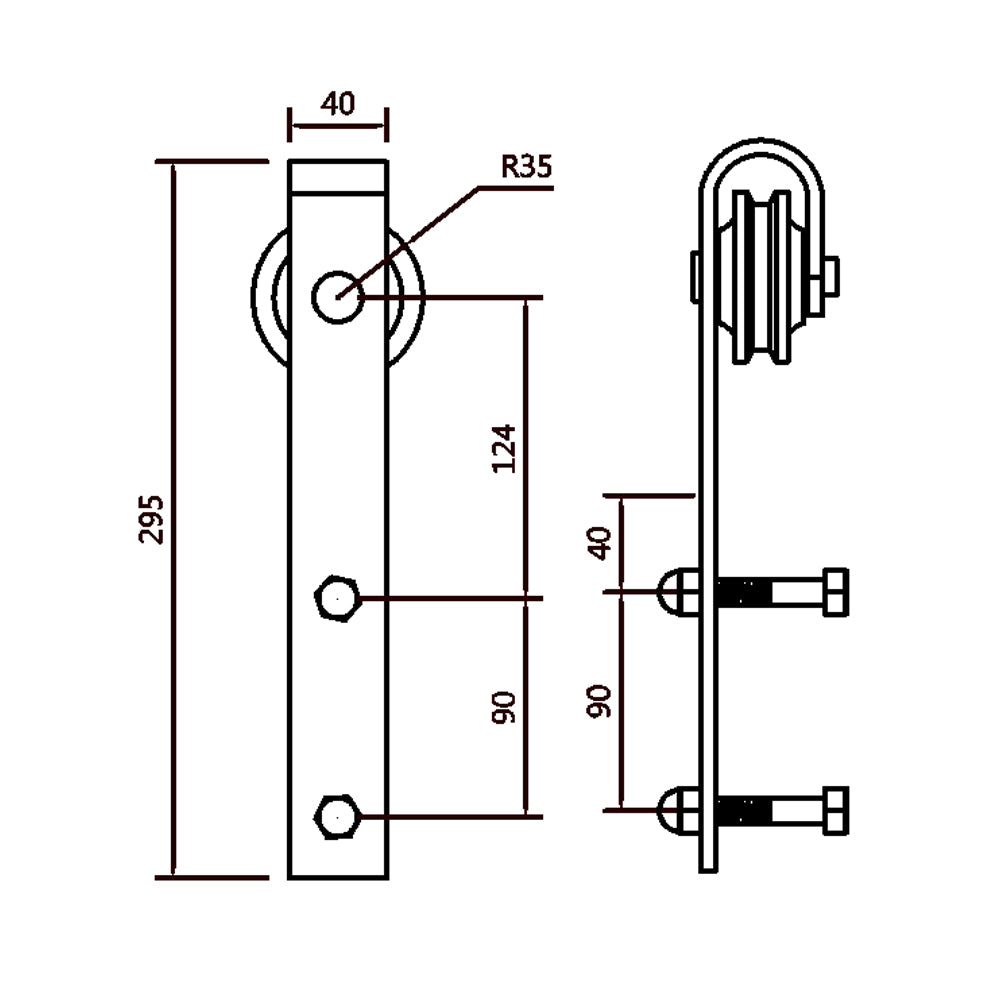 Lendo Online Système de porte coulissante avec guides muraux 400 cm droit