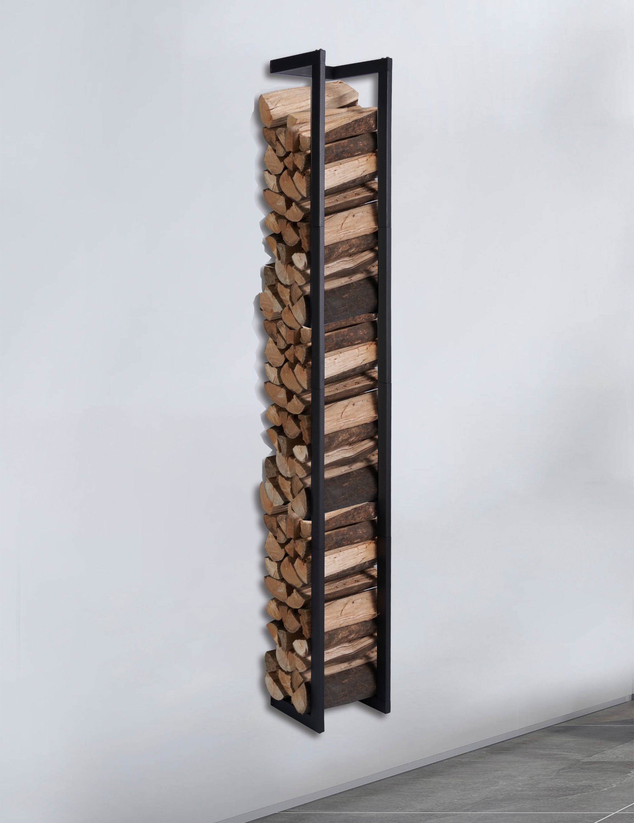 Lendo Online Brandhoutrek wandmodel 25x25x196cm gepoedercoat staal zwart