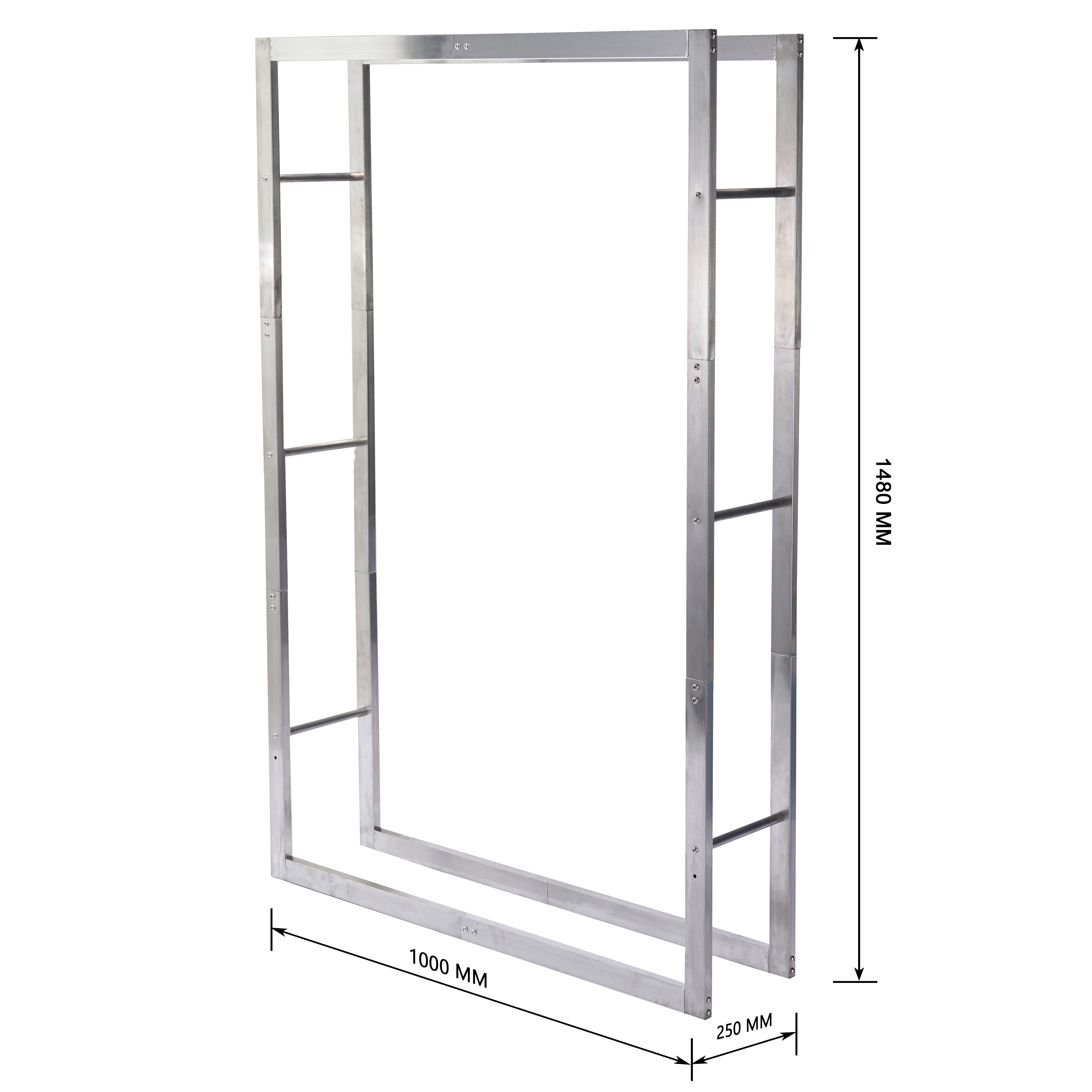 Lendo Online Brandhoutrek 100x25x148cm draagtas zilver RVS