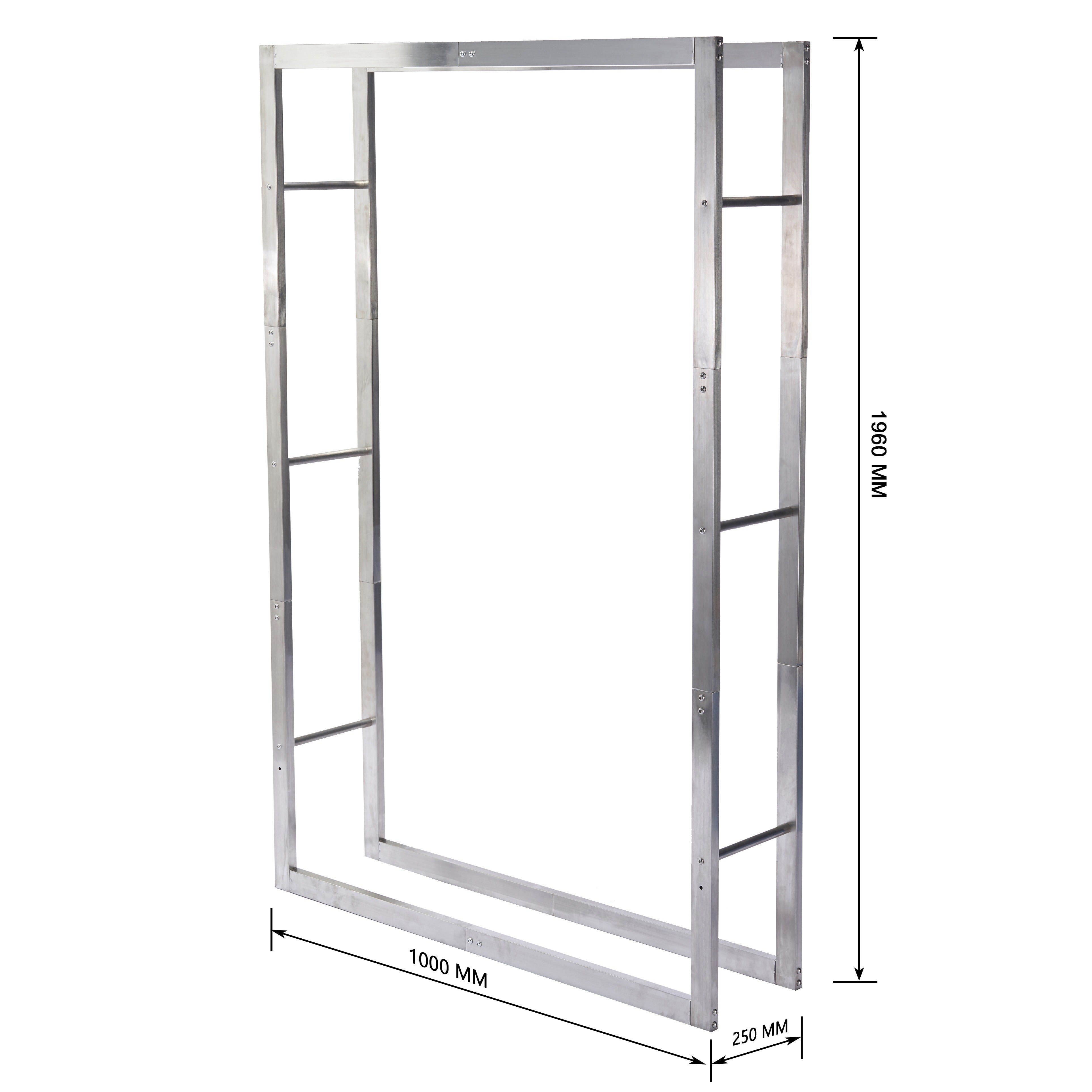 Lendo Online Support à bois de chauffage 100x25x196cm sac de transport argent acier inoxydable