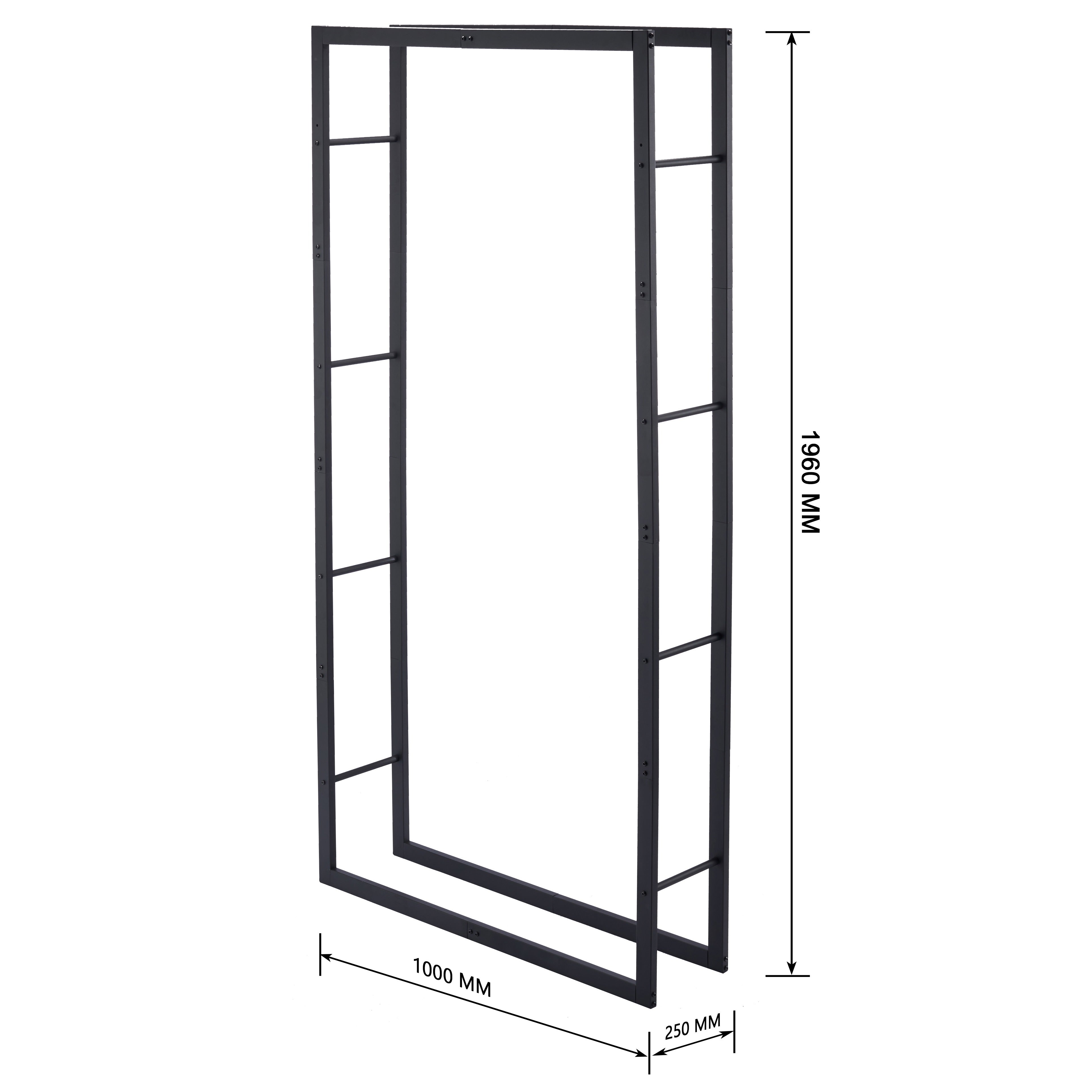 Lendo Online Support à bois de chauffage 100x25x196cm sac de transport acier noir