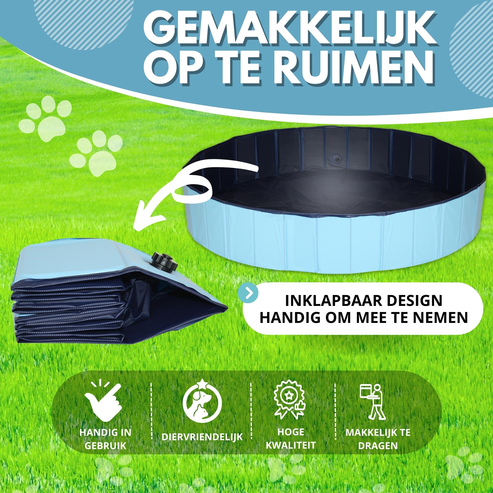 Lendo Online Hondenzwembad met borstel Ø160x30cm PVC blauw
