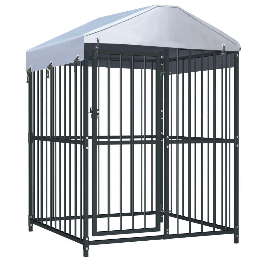 Hondenkennels van zwart staal