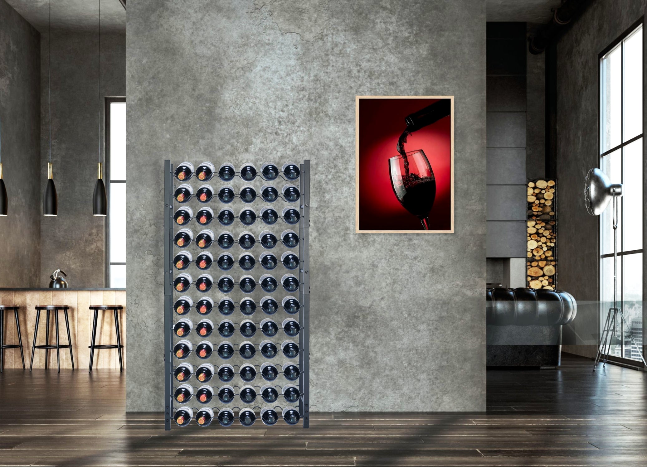 Lendo Online Wijnrek met kurkentrekker 72 flessen 65x20x120cm zwart