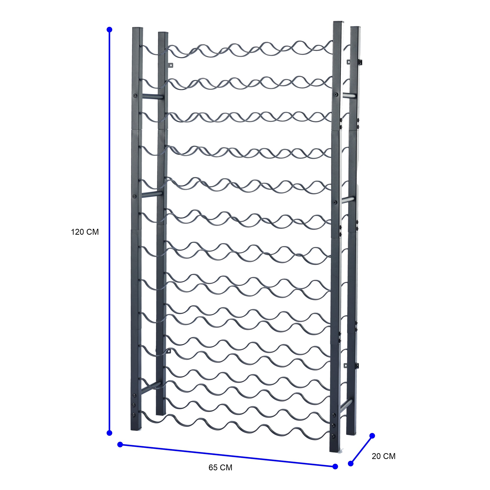 Lendo Online Wijnrek met kurkentrekker 72 flessen 65x20x120cm zwart