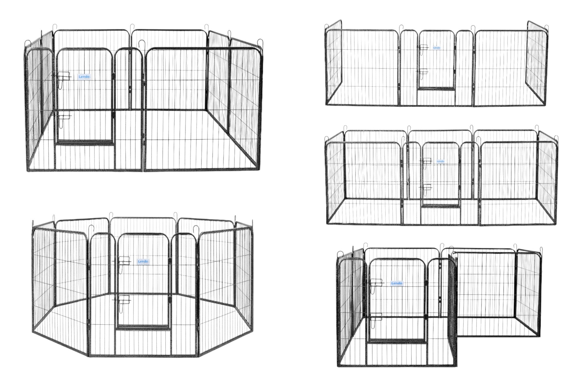 Lendo Online Hondenkennel 8 panelen 80x80cm staal antraciet