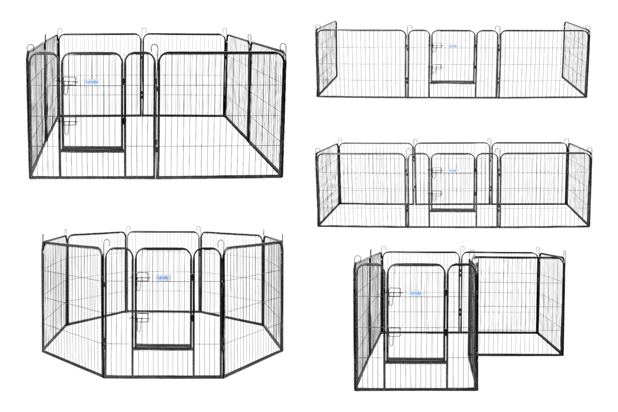 Lendo Online Hondenkennel 8 panelen 80x95cm staal antraciet