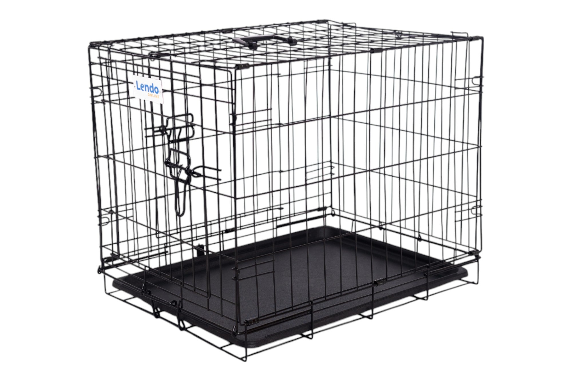 Lendo Online Hondenbench met onderbak opvouwbaar 60x43x50cm zwart staal