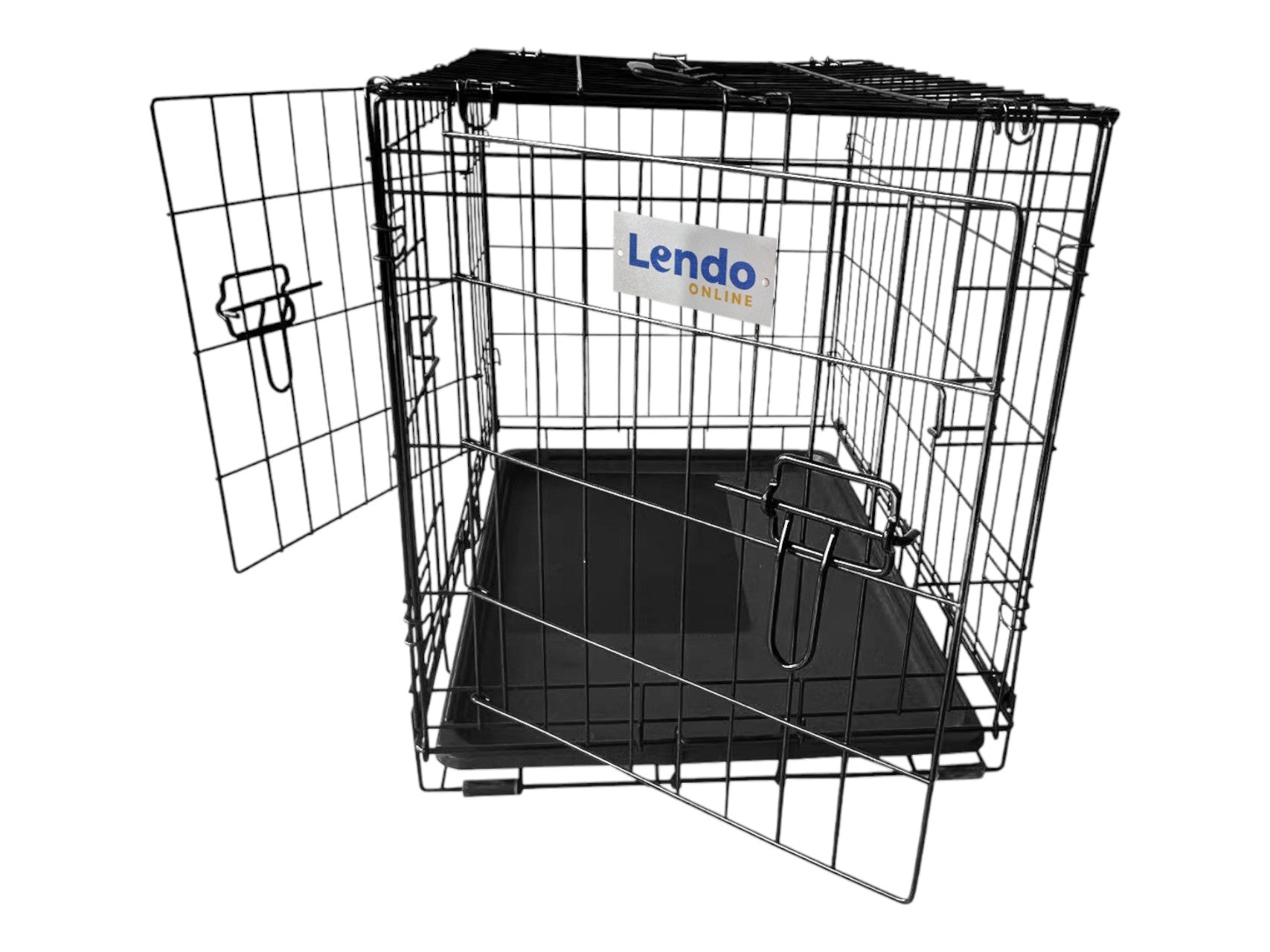 Lendo Online Hondenbench met onderbak opvouwbaar 60x43x50cm zwart staal