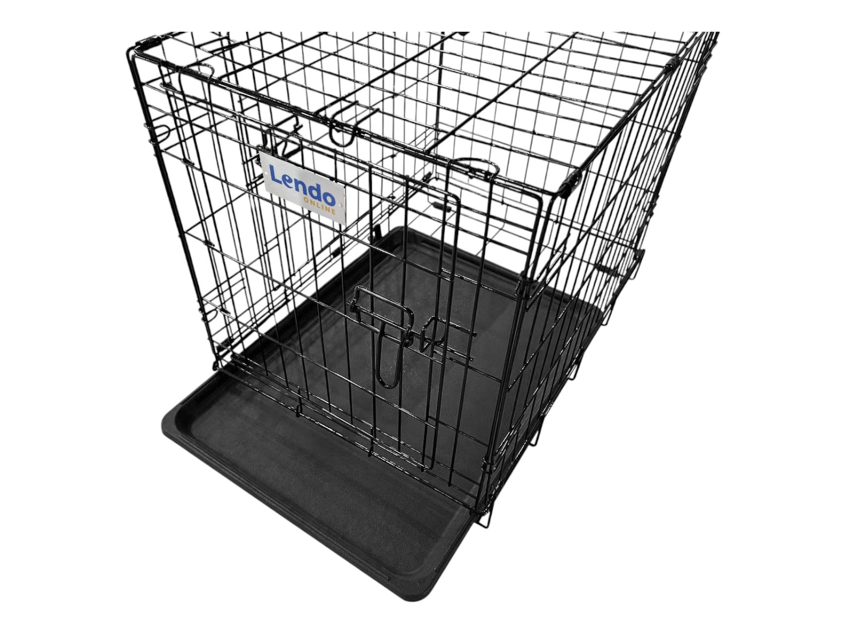 Lendo Online Hondenbench met onderbak opvouwbaar 60x43x50cm zwart staal