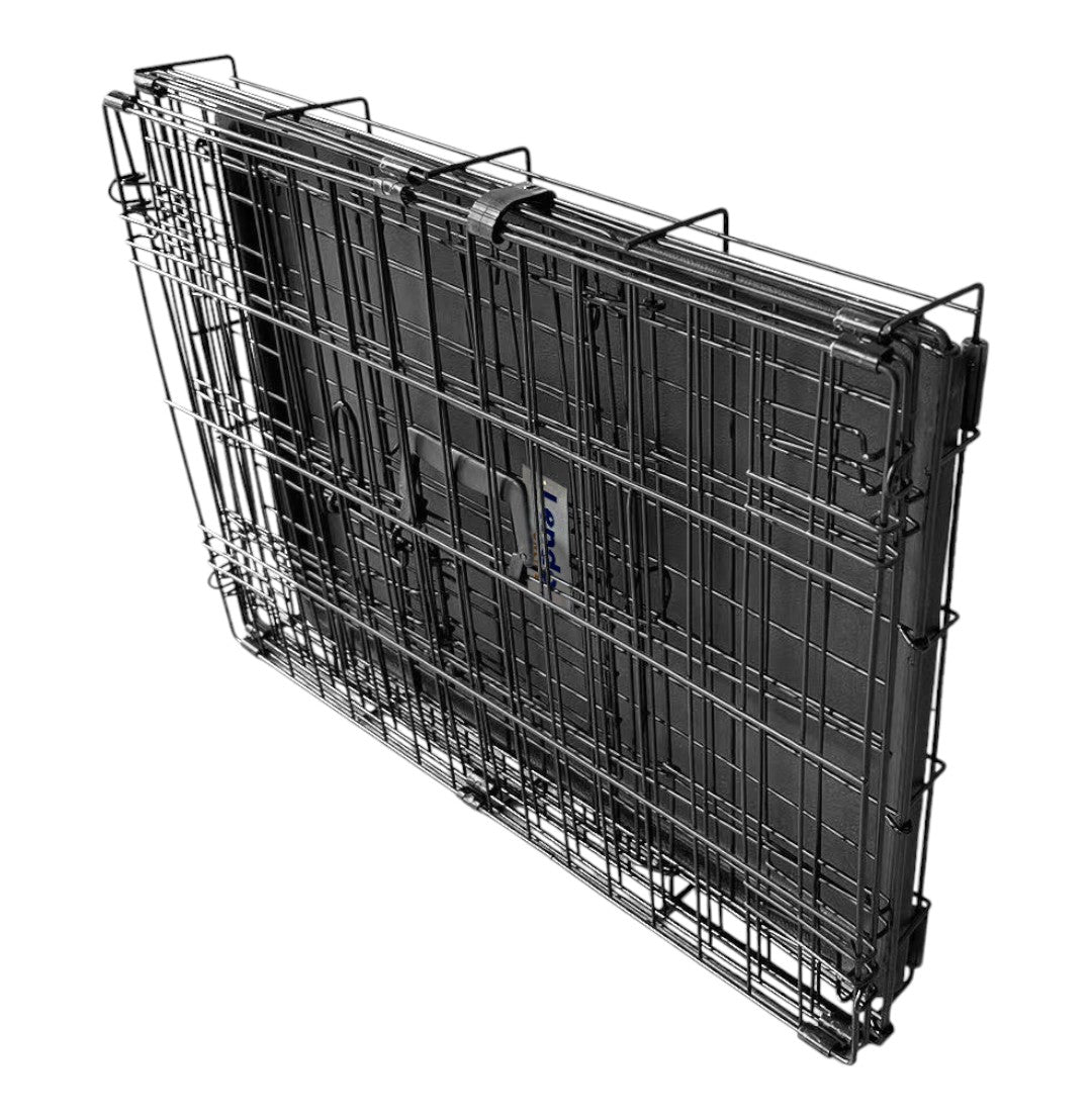 Lendo Online Hondenbench met onderbak opvouwbaar 60x43x50cm zwart staal