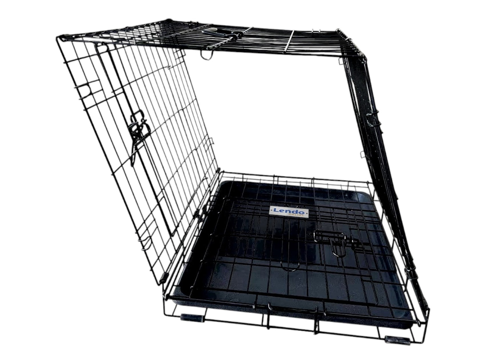 Lendo Online Hondenbench met onderbak opvouwbaar 60x43x50cm zwart staal