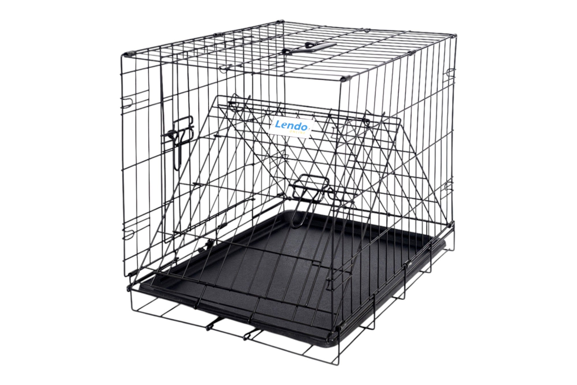 Lendo Online Hondenbench met onderbak opvouwbaar 60x43x50cm zwart staal