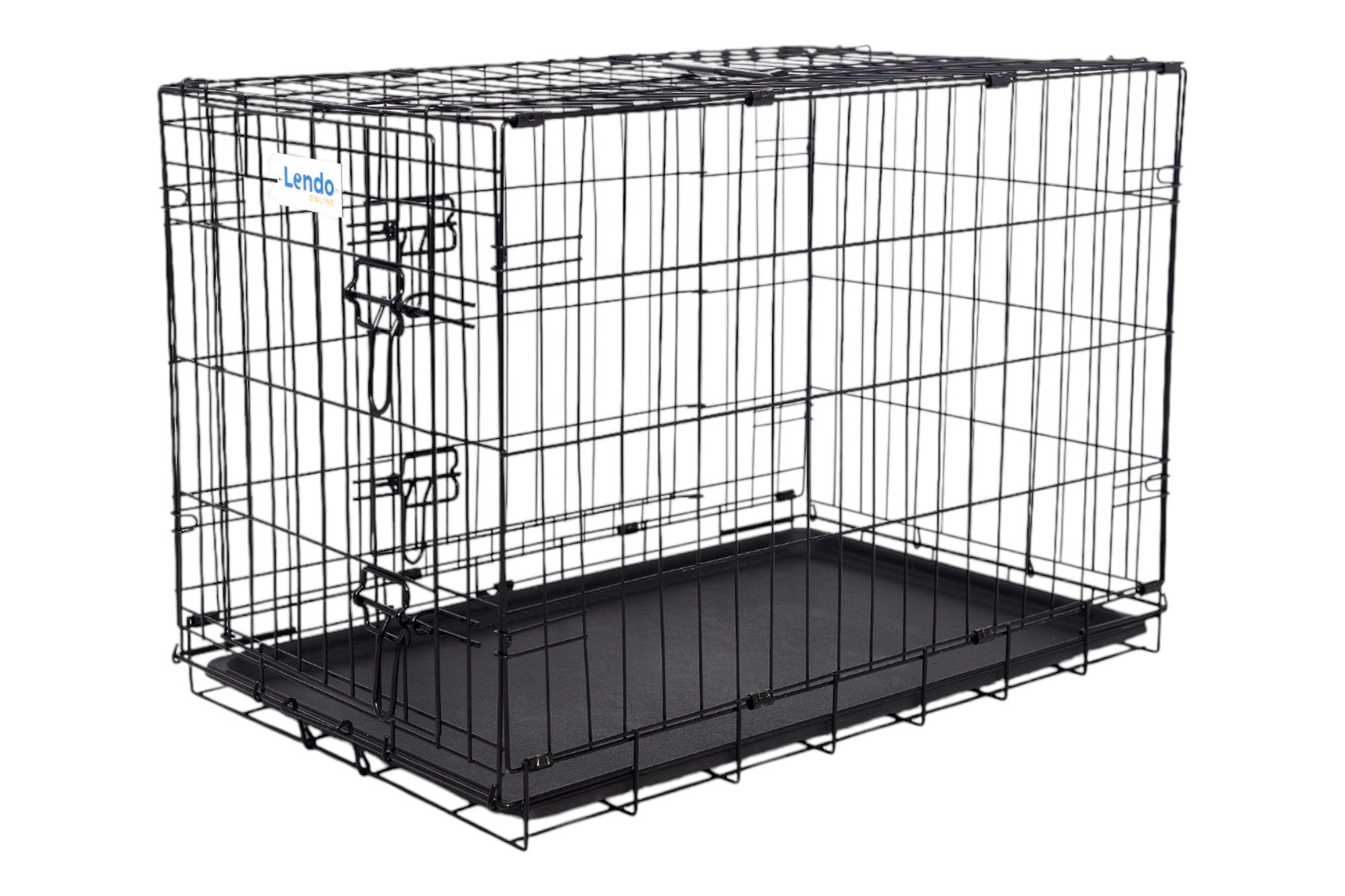 Lendo Online Hondenbench met onderbak opvouwbaar 90x60x67cm zwart staal