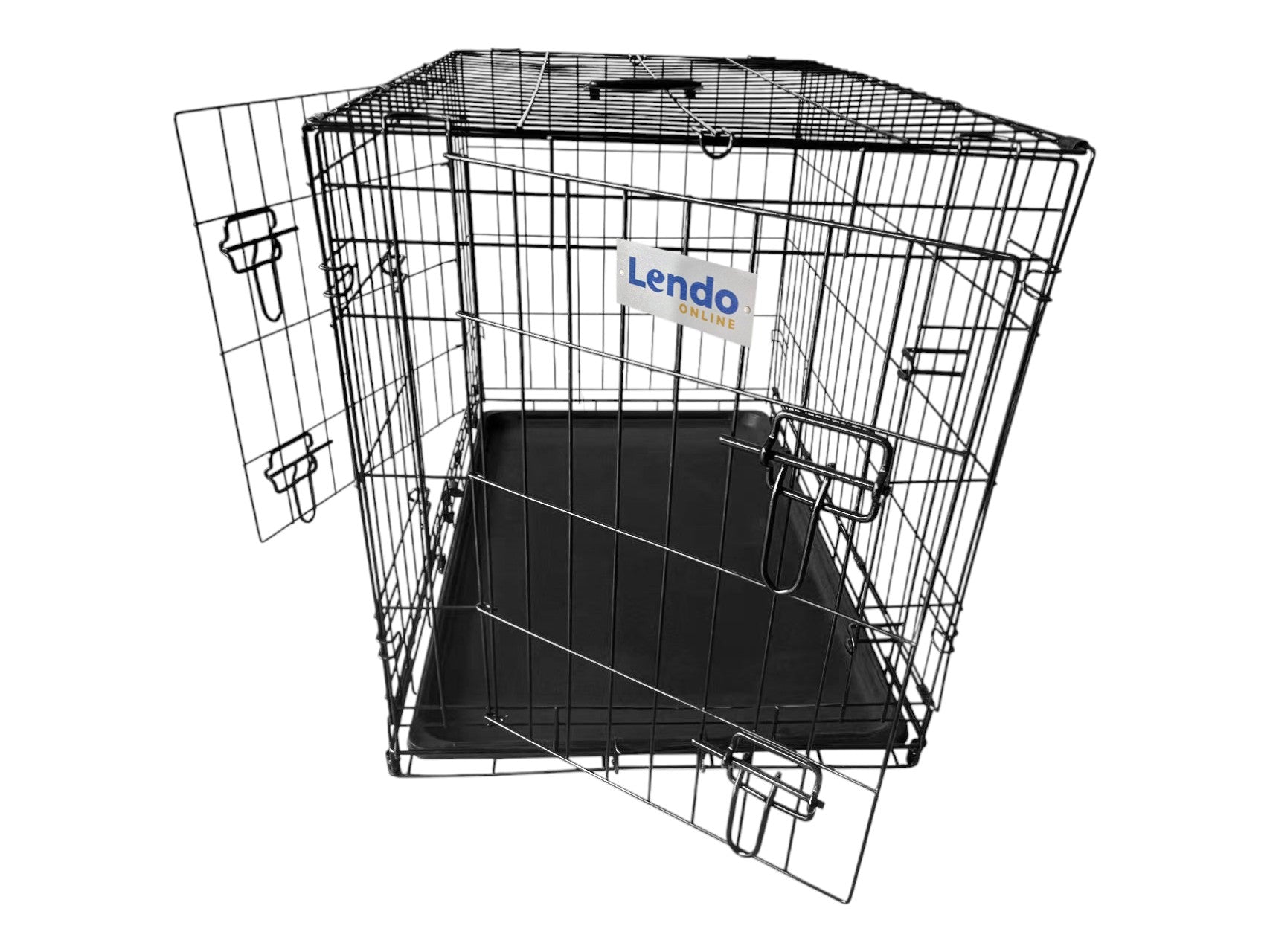 Lendo Online Hondenbench met onderbak opvouwbaar 90x60x67cm zwart staal